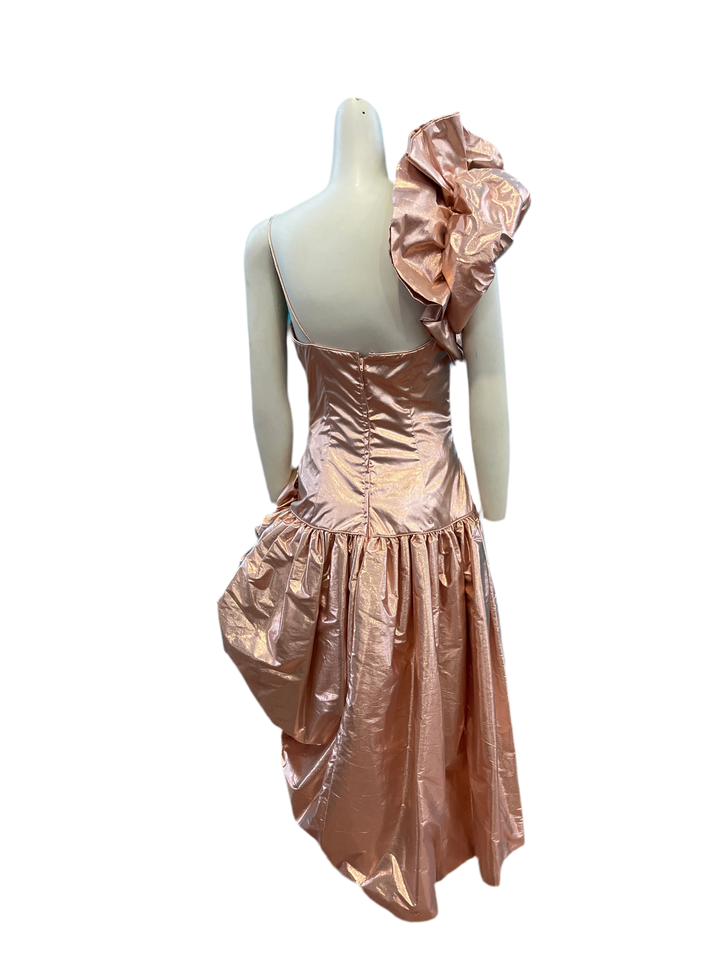 Vintage Handmade 1980s Rose Gold Prom Dress