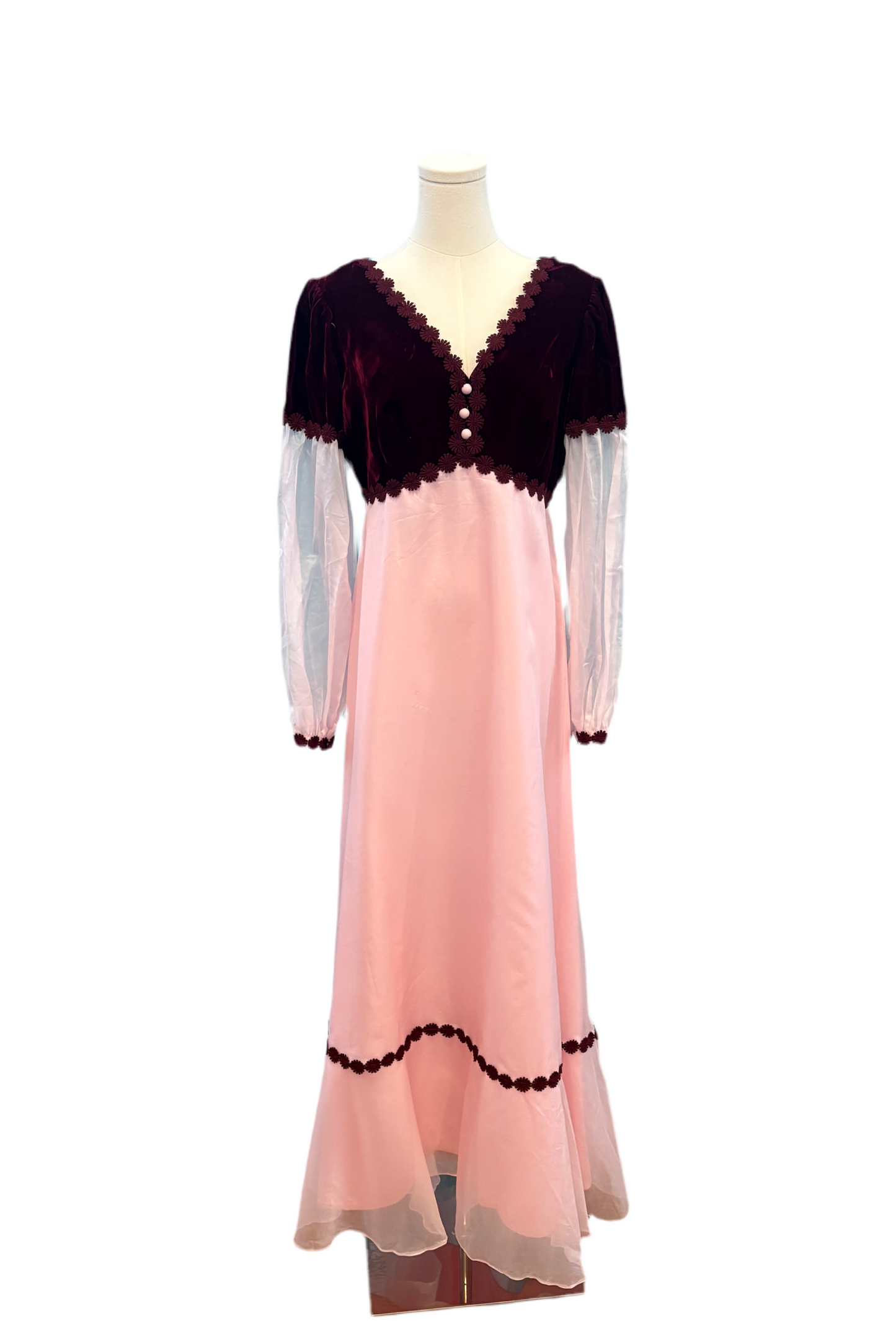 1960s Vintage Union Made Dress with Floral Trim