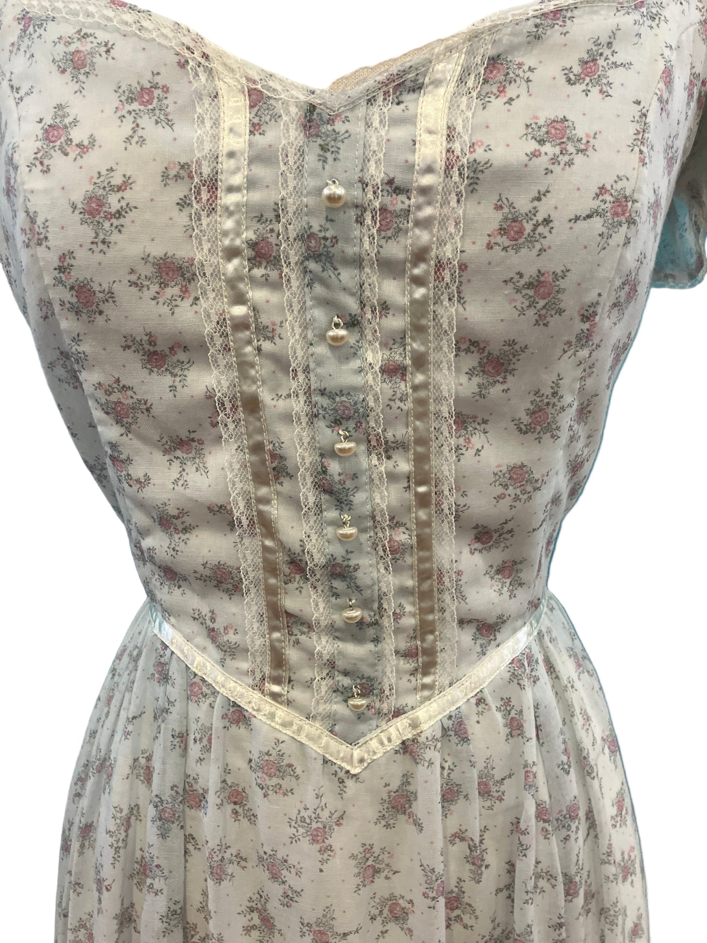 Vintage Floral White Gunne Sax Dress