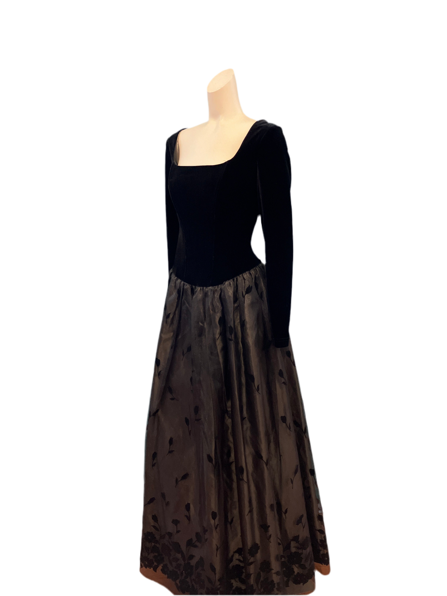 Vintage Scott McClintock Black Velvet/Organza Ballgown