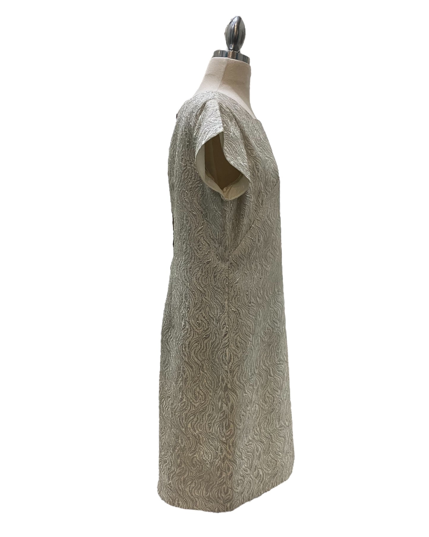 Vintage 1960s Handmade Silver Pattern Dress