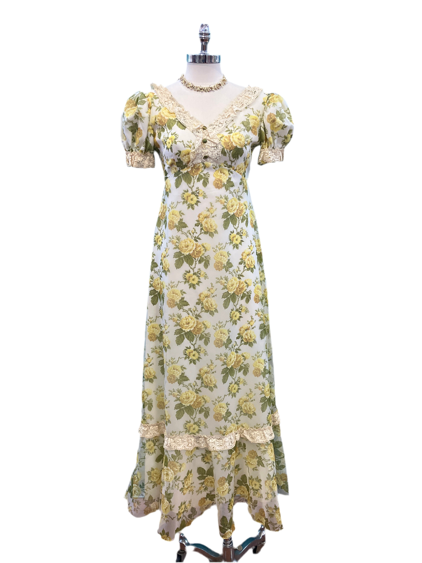 Vintage 1960’s Handmade Yellow Floral Dress