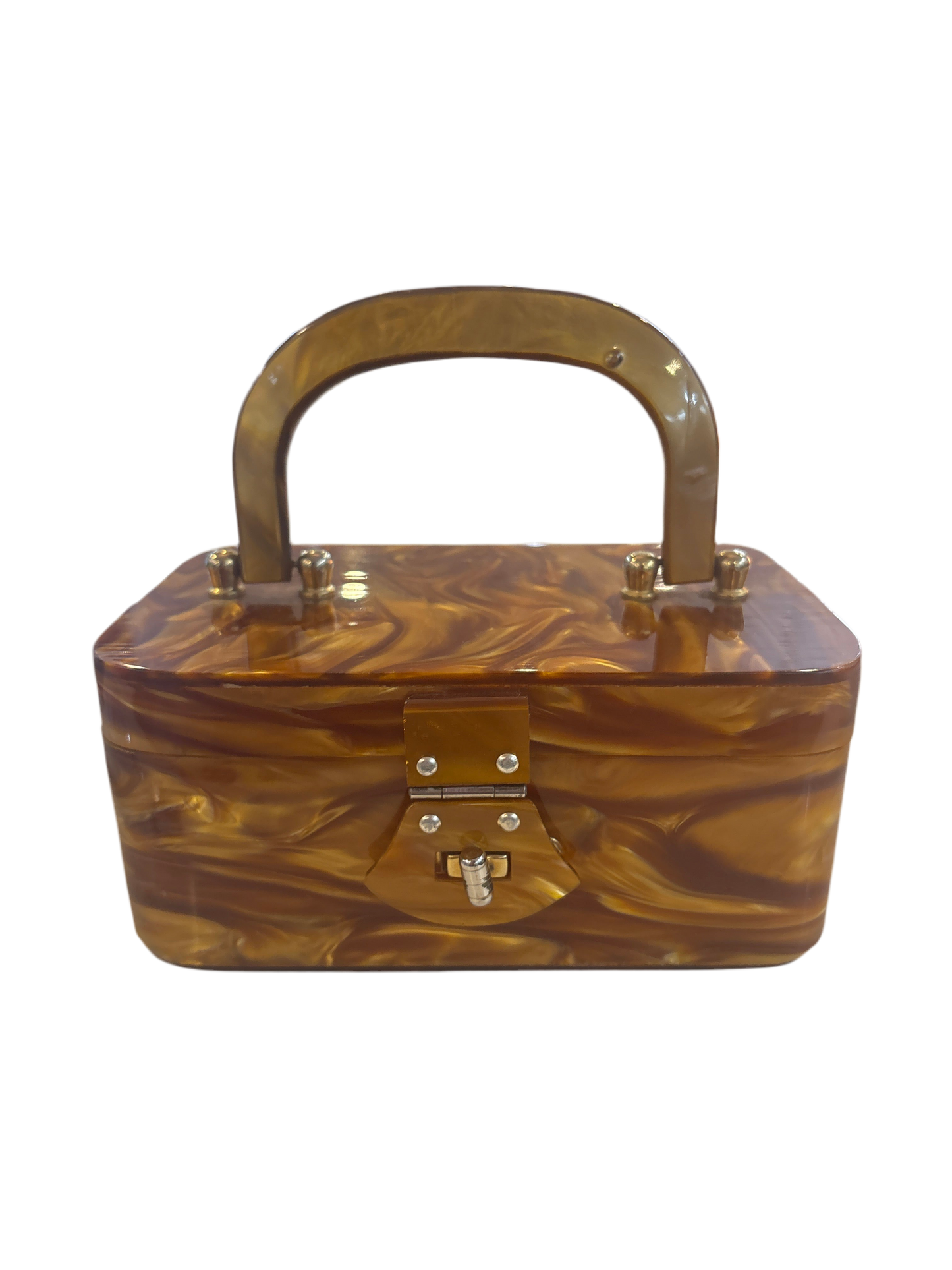 1950s Caramel Marbled Lucite Bag