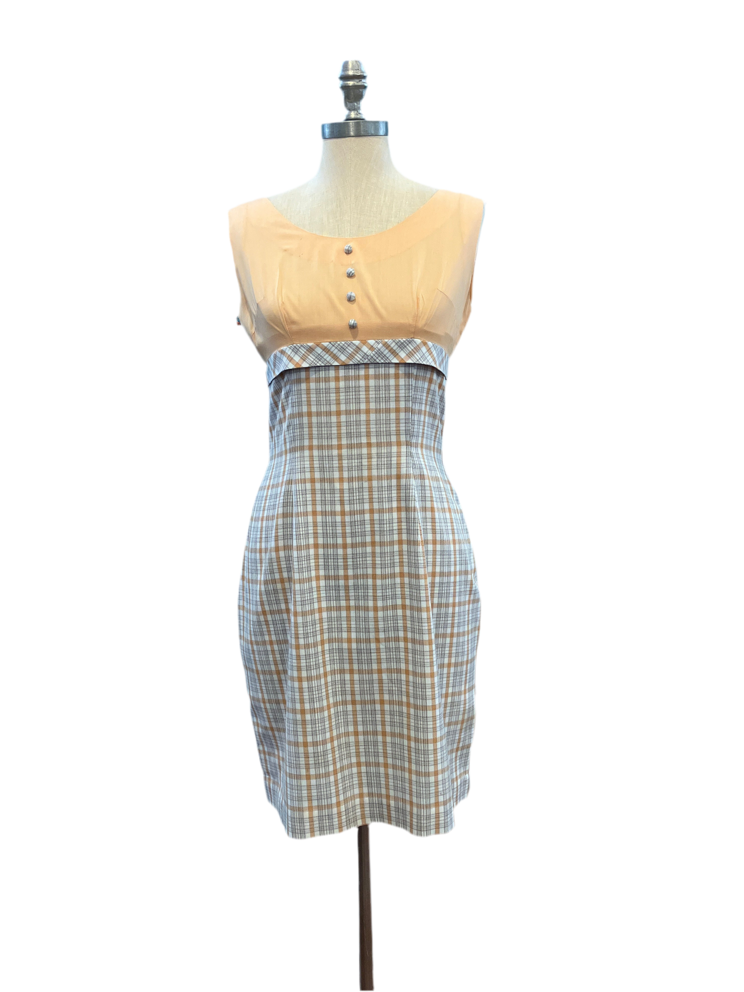 Vintage Handmade 1950’s/1960’s Orange Plaid Mini Dress