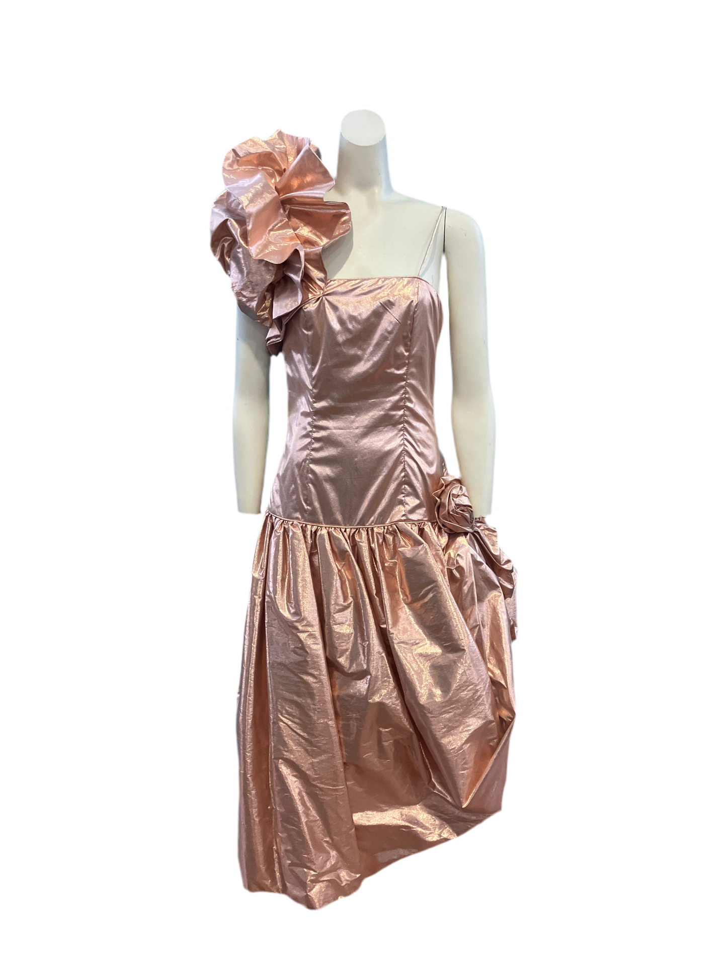 Vintage Handmade 1980s Rose Gold Prom Dress