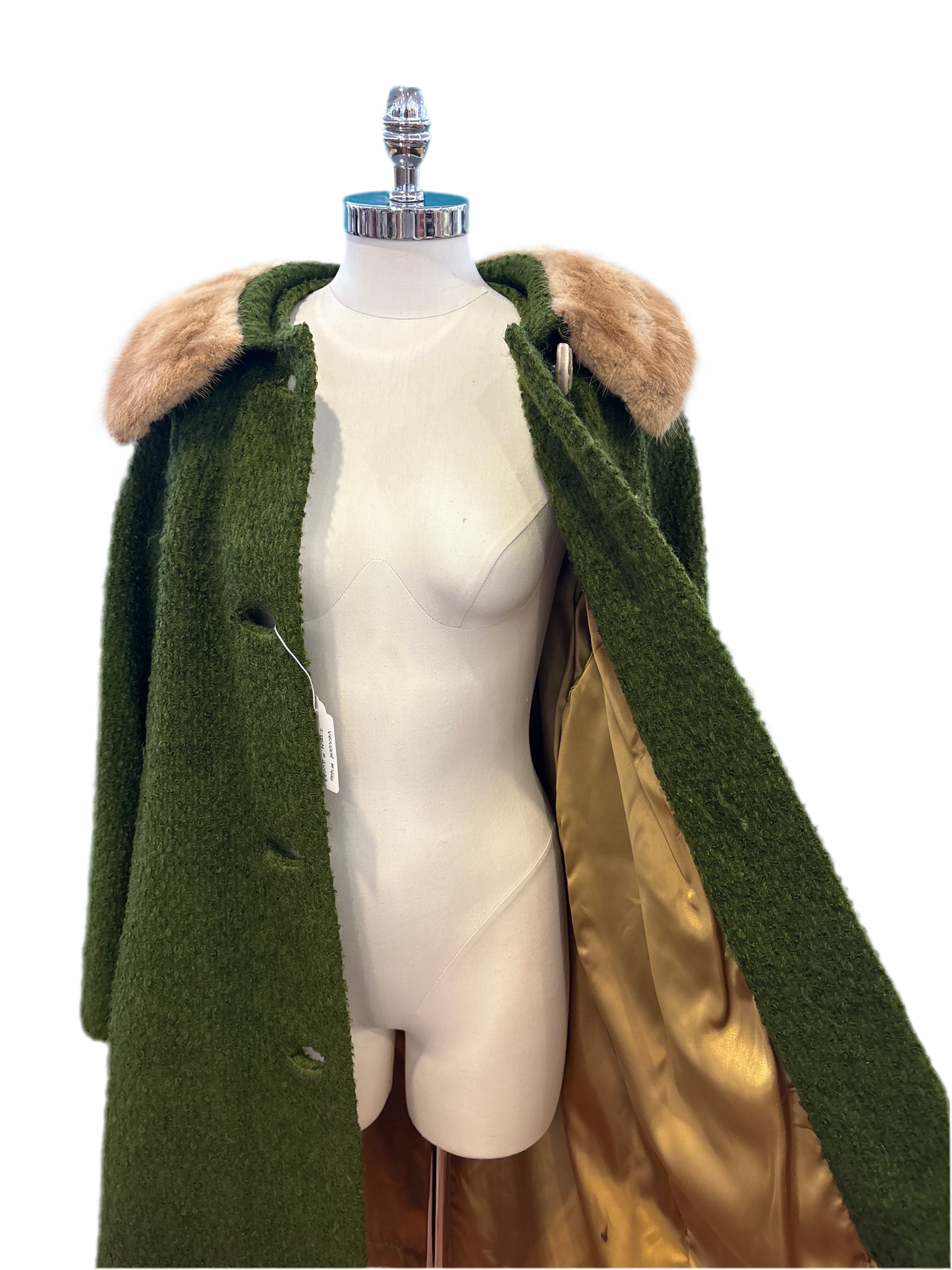 Vintage Olive Green Coat w/ Fur Collar