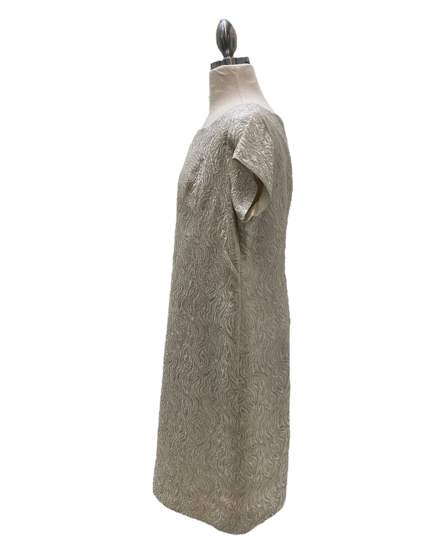 Vintage 1960s Handmade Silver Pattern Dress