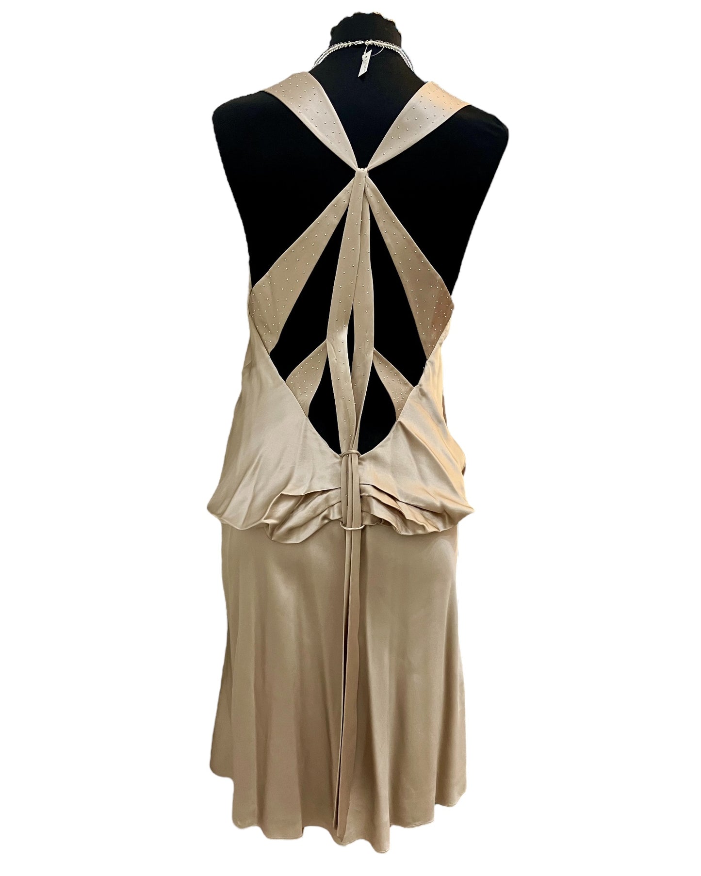 Designer BCBG MAZRIA RUNWAY Tan Silk Dress
