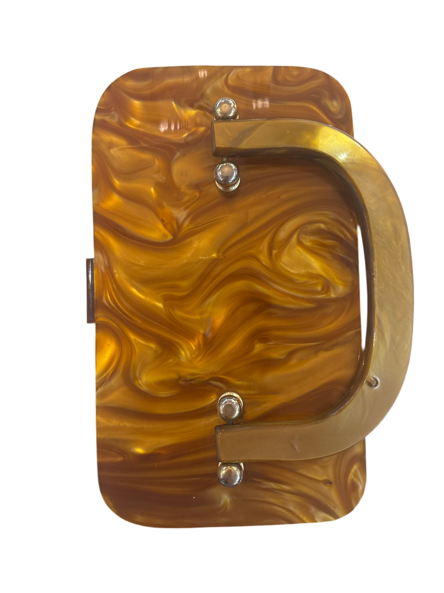 1950s Caramel Marbled Lucite Bag
