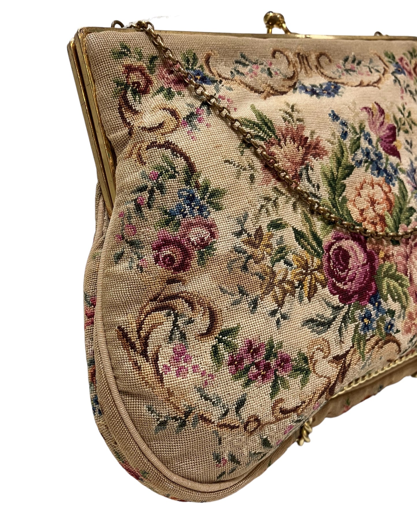 Vintage Beige Petite Needlepoint Bag