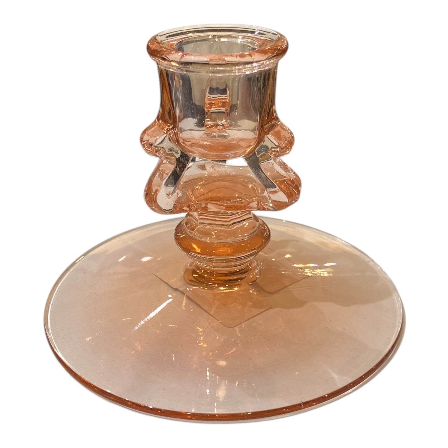 Vintage Triffin Glass Co Circ 1940 Pink Candleholder Set of Two
