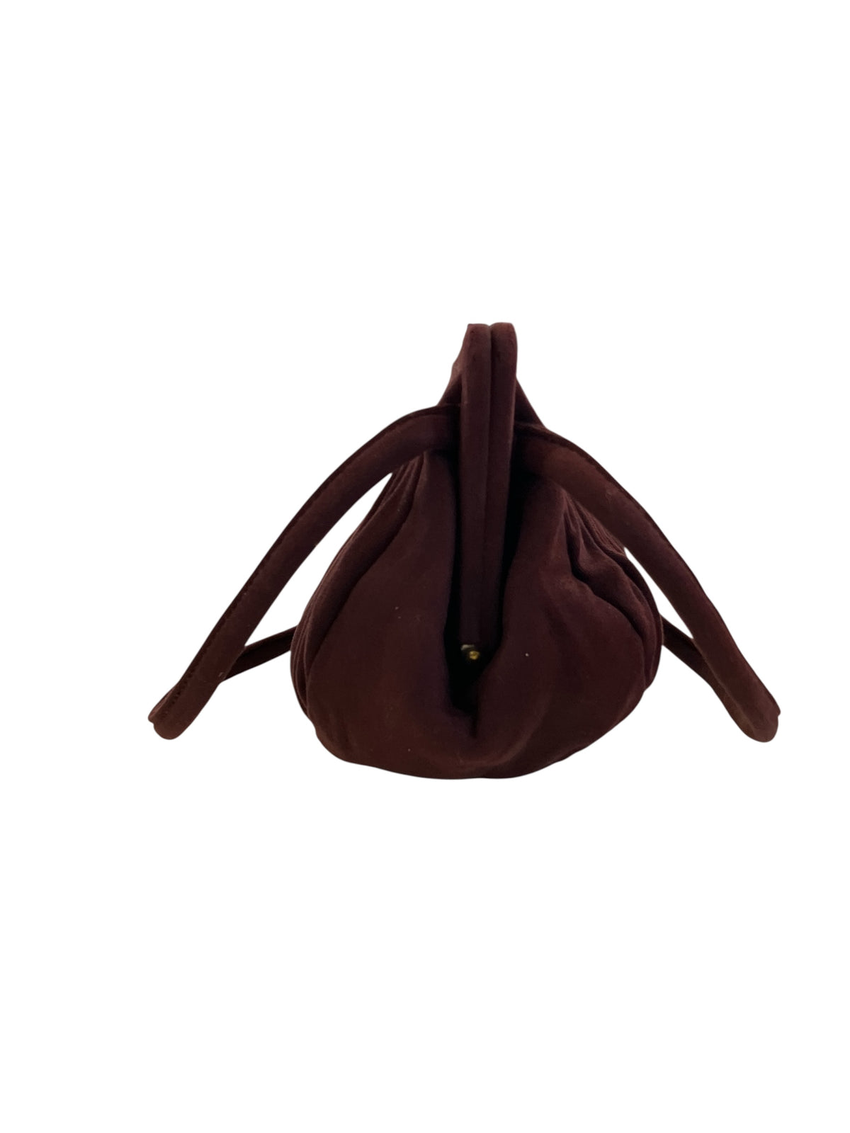 Vintage 1940s-1950s Small Burgundy Pleated Cloth Purse Gold With Comb Slot Gold Satin Lining