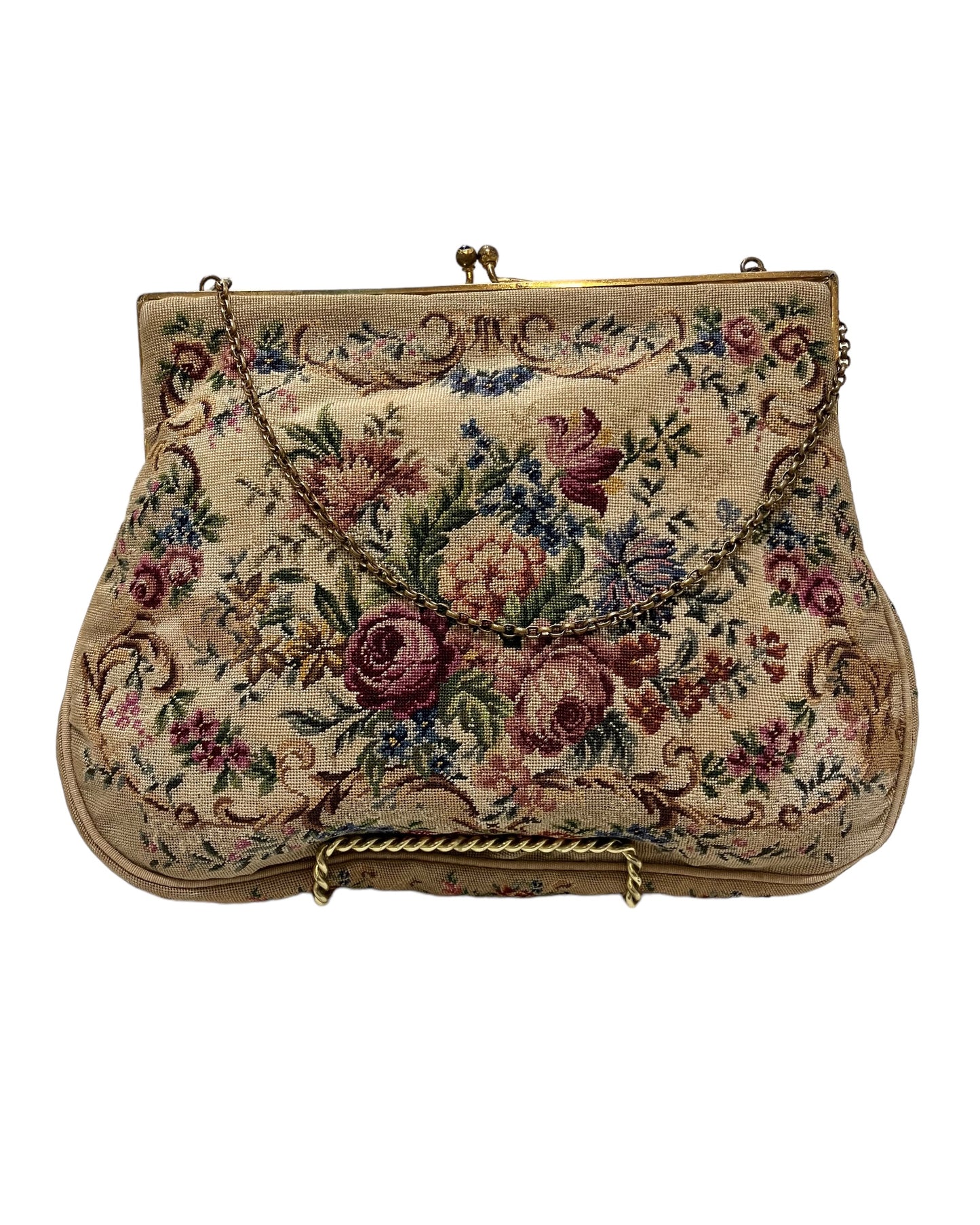Vintage Beige Petite Needlepoint Bag