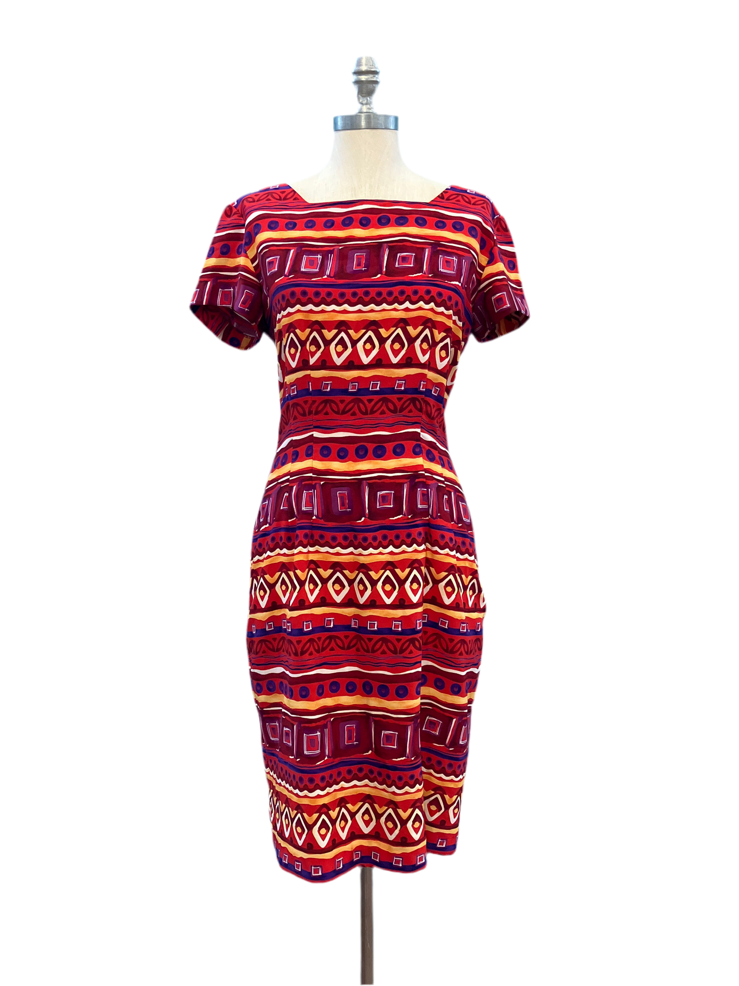 Vintage J Steven’s by Carole Escritor Orange pattern Wiggle Dress
