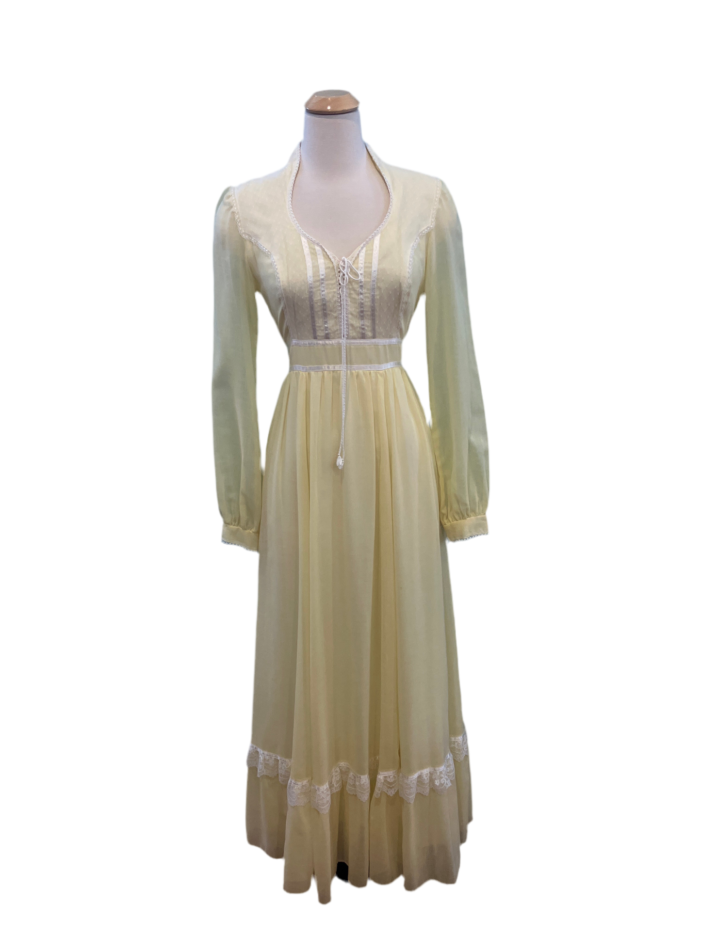Vintage Gunne Sax Romantic Renaissance Bridal Collection Yellow Maxi Dress Size 11