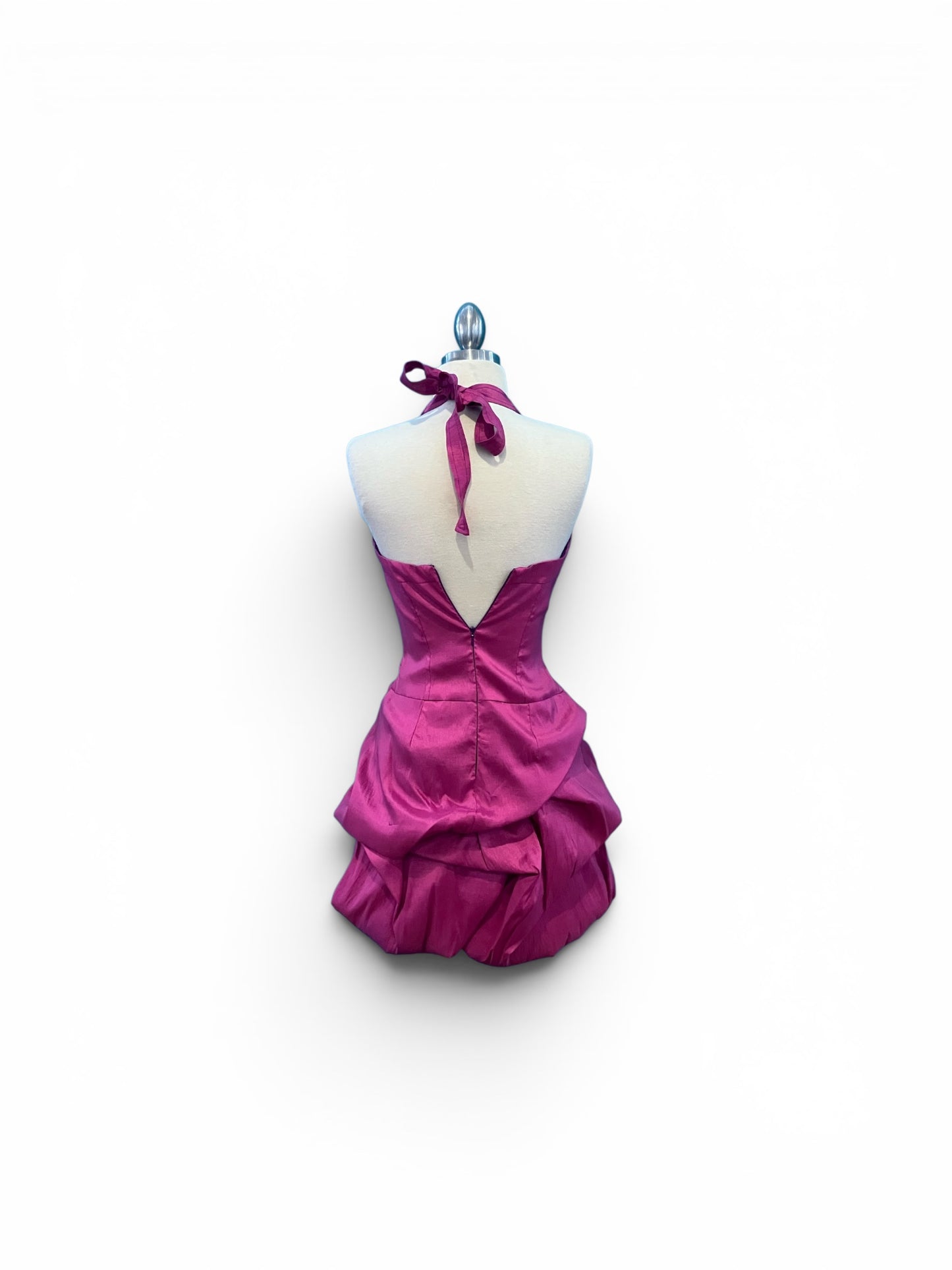 Vintage Deadstock Jessica McClintock Short Halter Bustle Skirt Cocktail Dress with Boning Available in White and Magenta