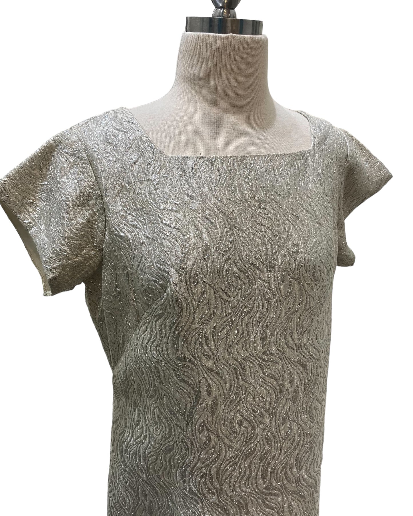 Vintage 1960s Handmade Silver Pattern Dress