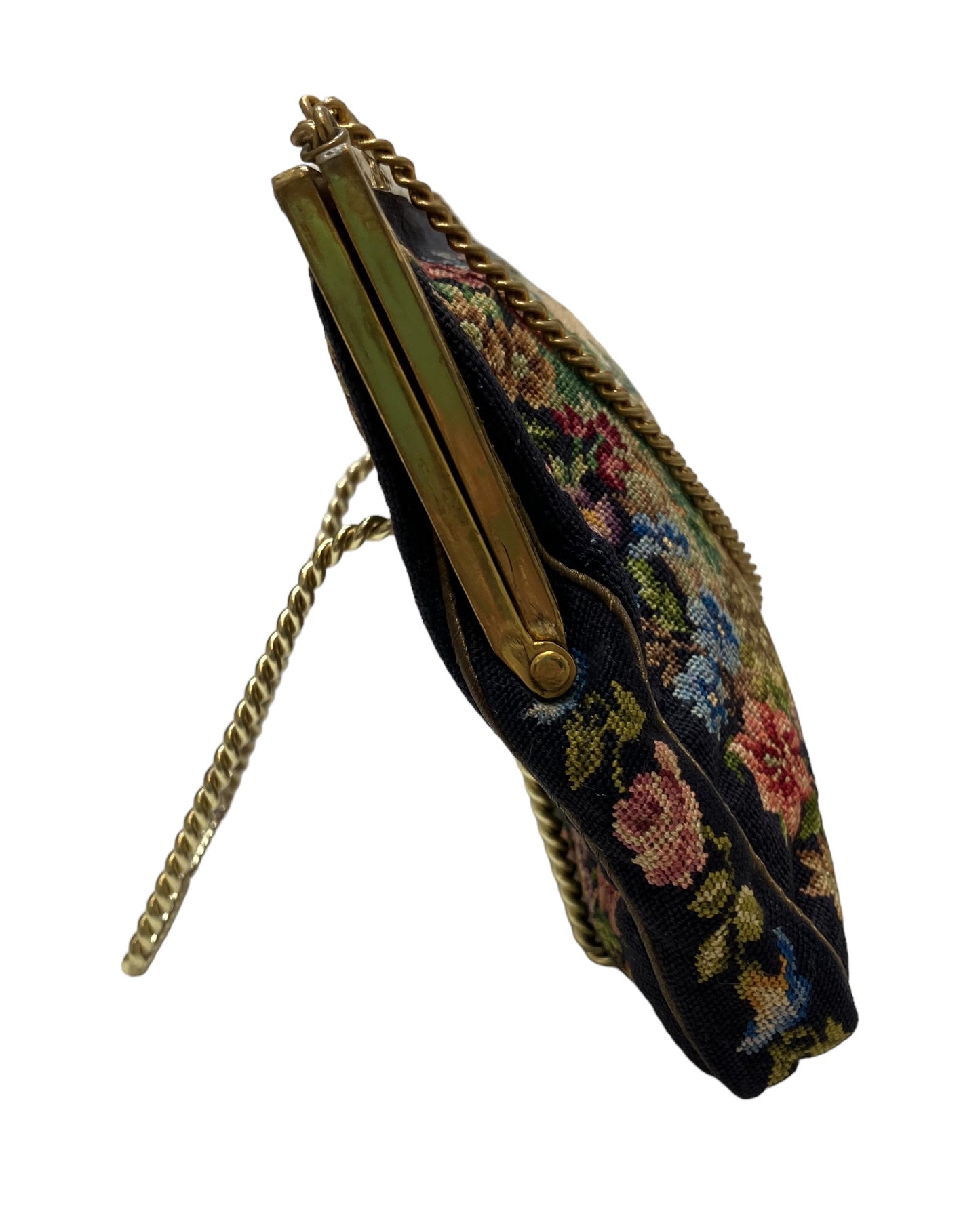 Vintage Black Petite Needlepoint Bag