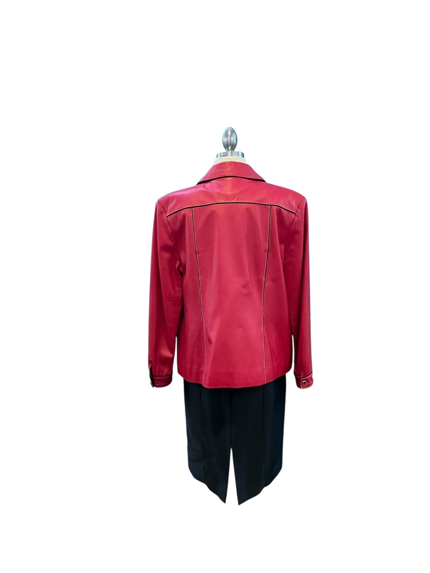 Vintage St John Sport by Marie Gray Pink Leather Jacket Zipper Closure