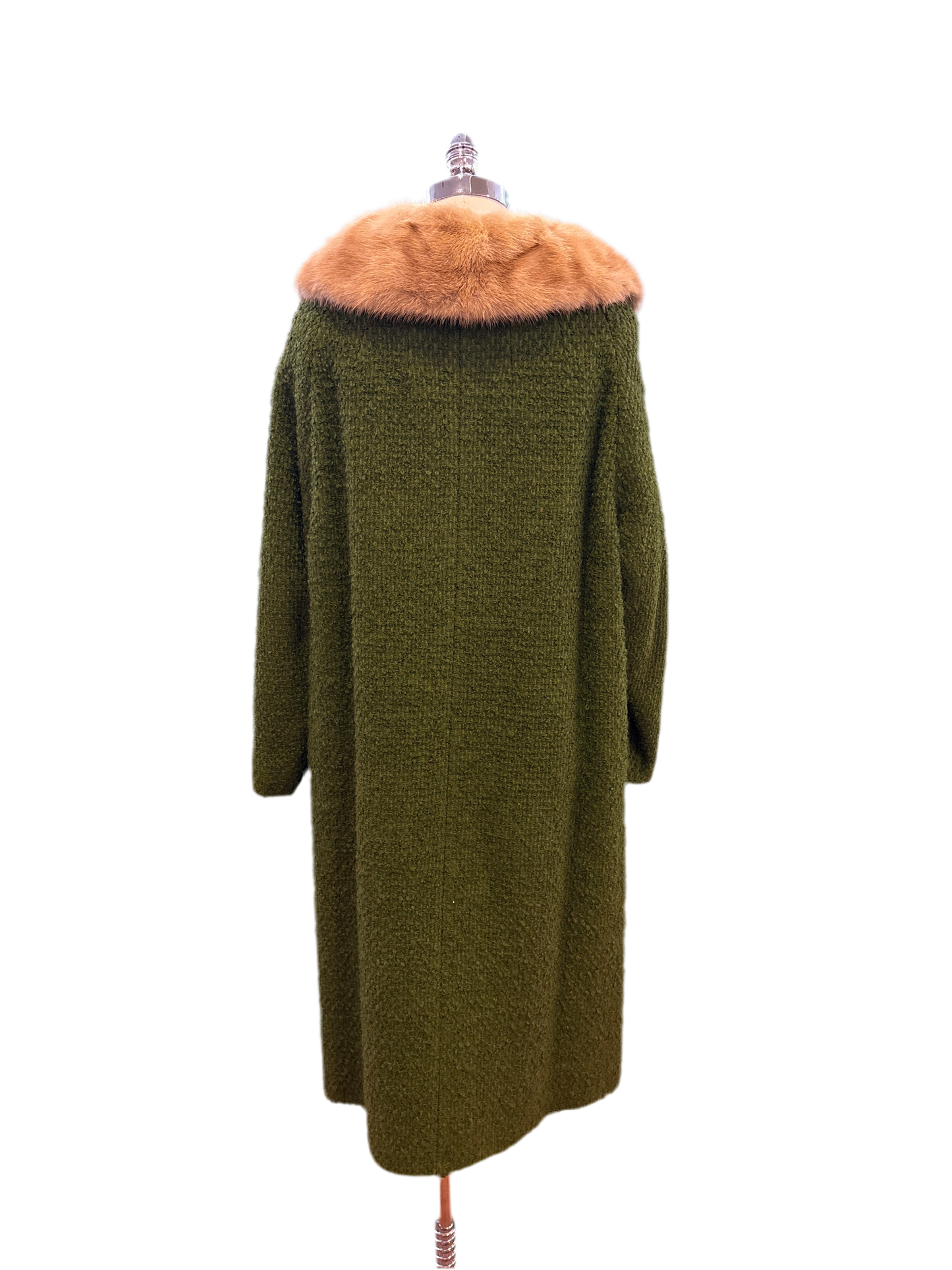 Vintage Olive Green Coat w/ Fur Collar