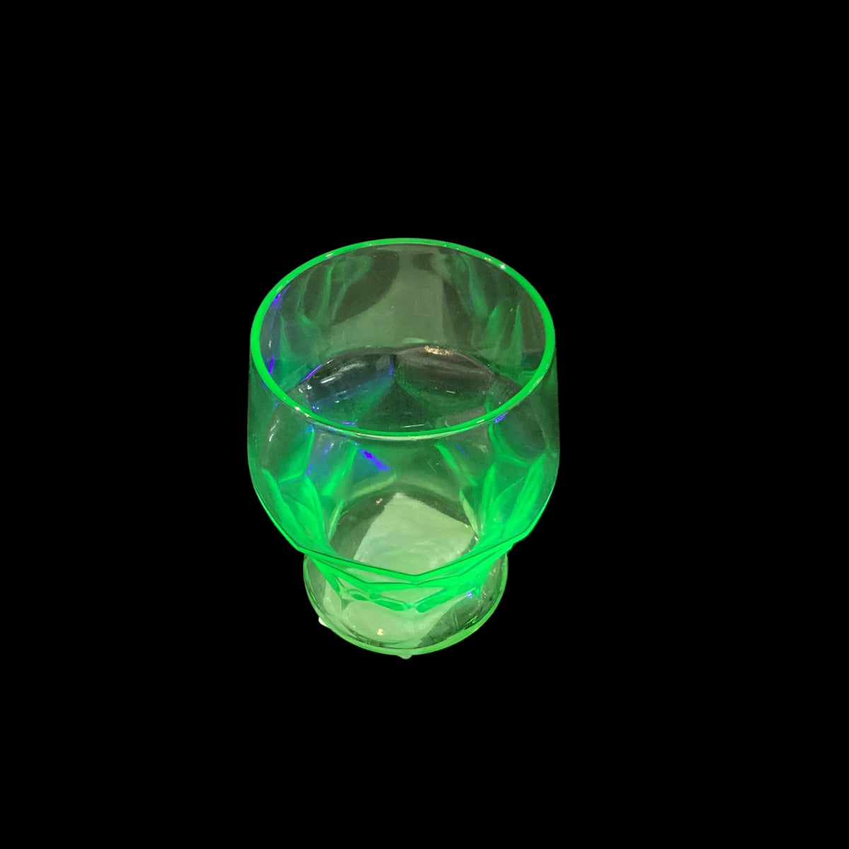 Vintage Green Uranium Glass Small Geometric Tumbler (1pc, 8 available)