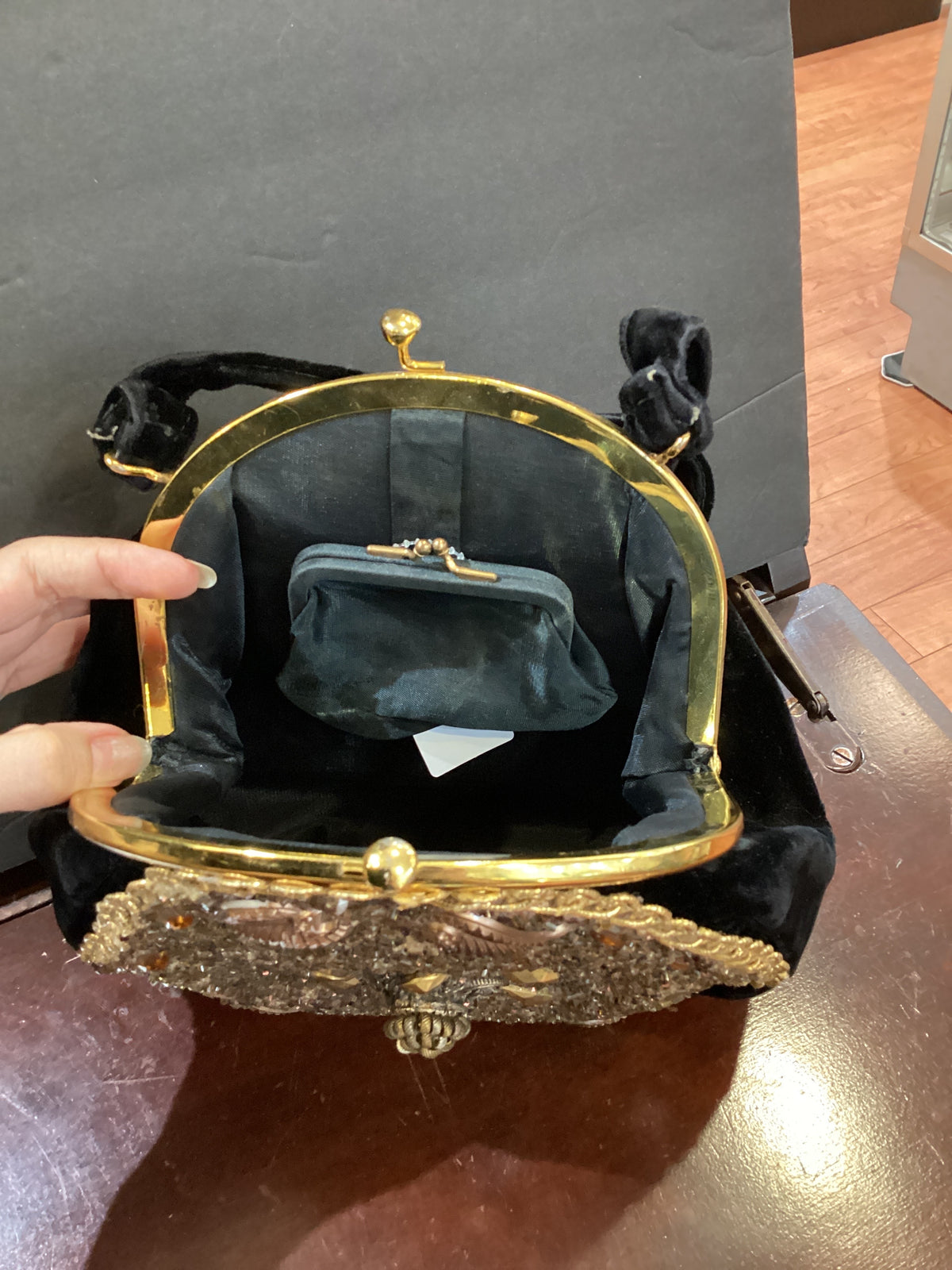 Vintage Kate Landry Beaded Velvet Bag with Coin Purse Inside