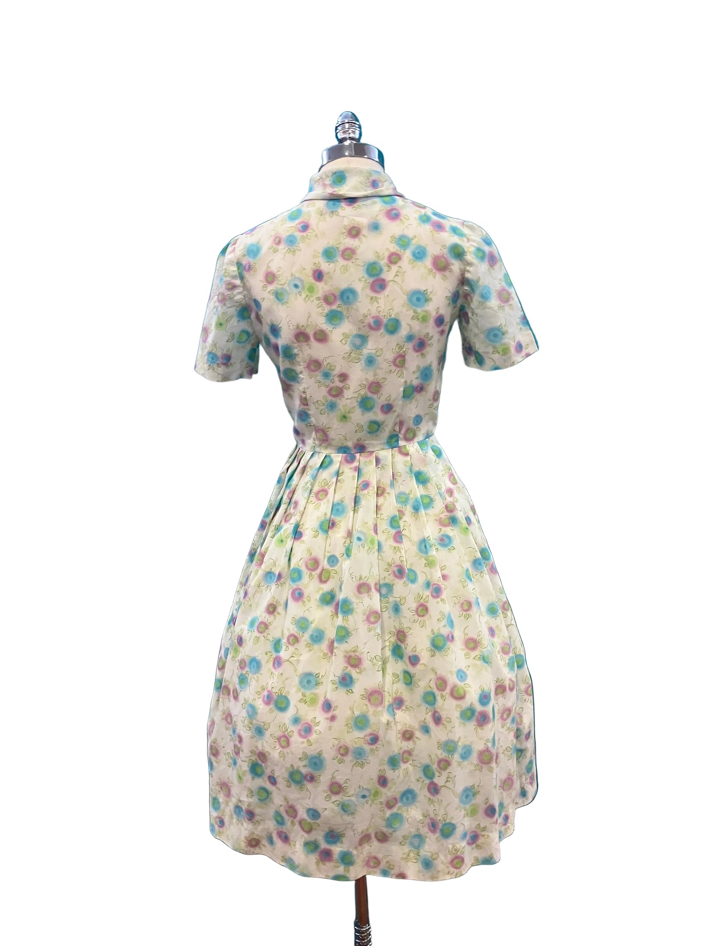 Vintage 1950s Handmade Floral Dress w/ Scarf Collar