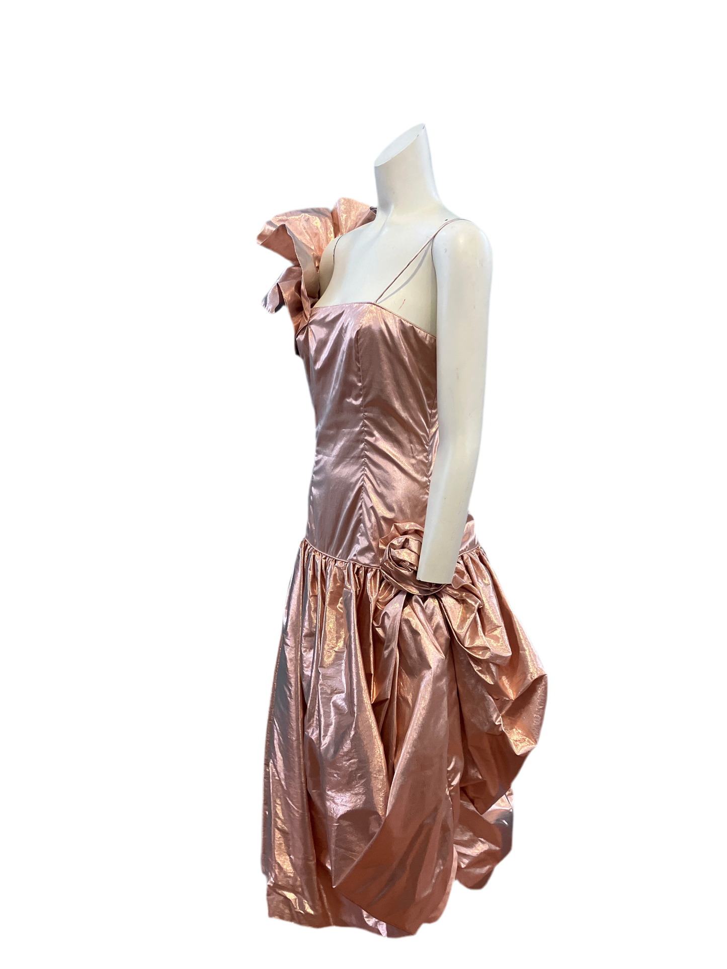 Vintage Handmade 1980s Rose Gold Prom Dress