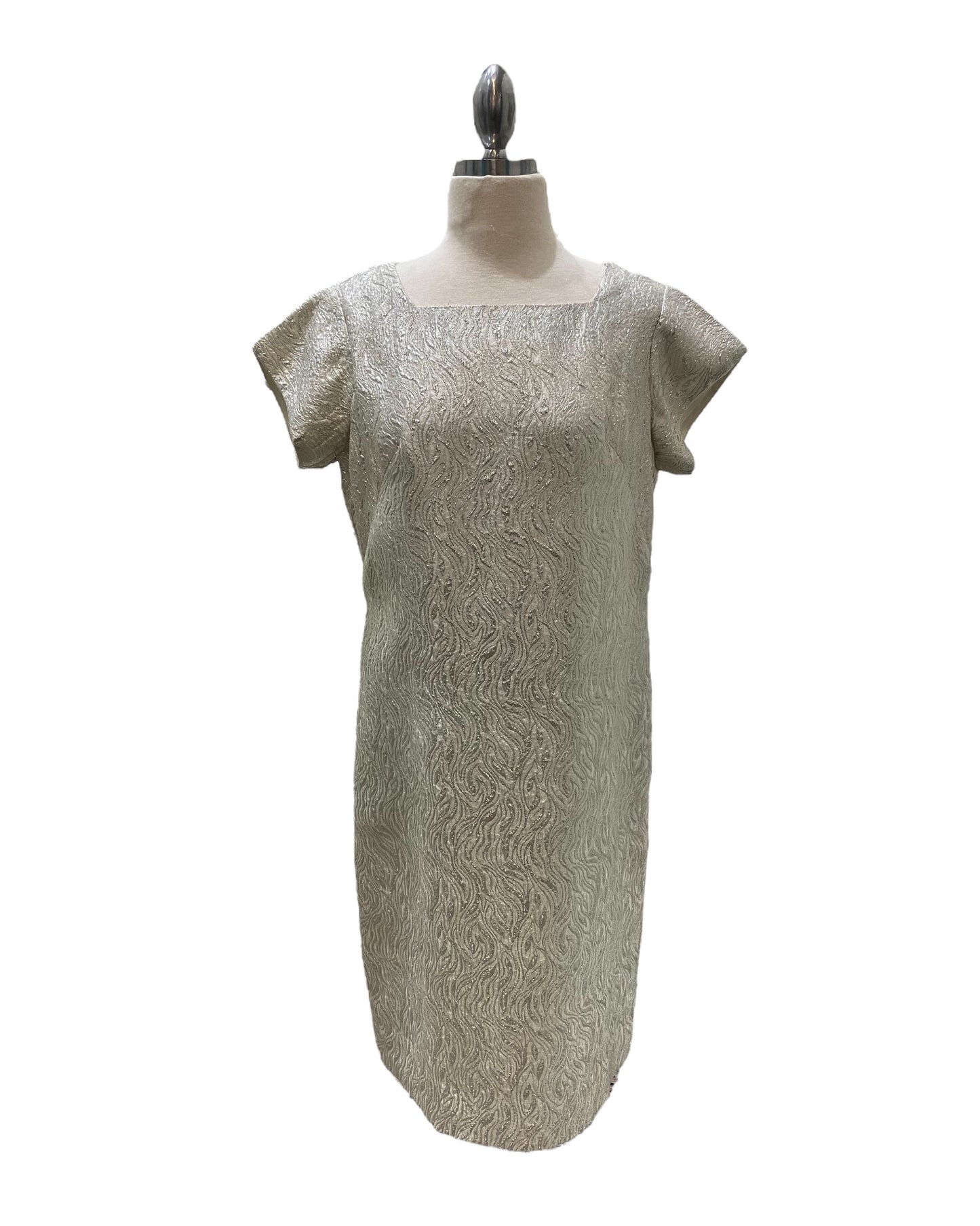Vintage 1960s Handmade Silver Pattern Dress