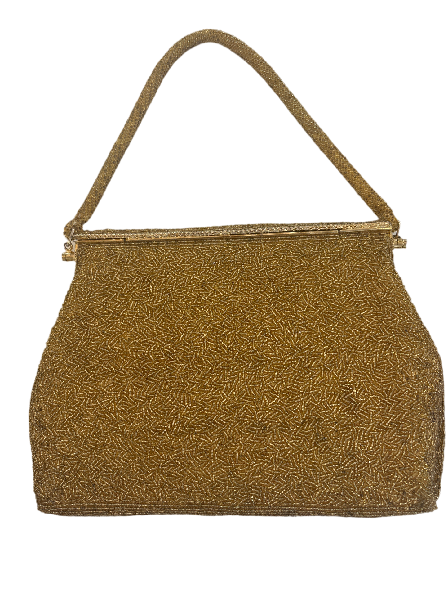 Vintage Needlepoint and Gold Beaded Bag