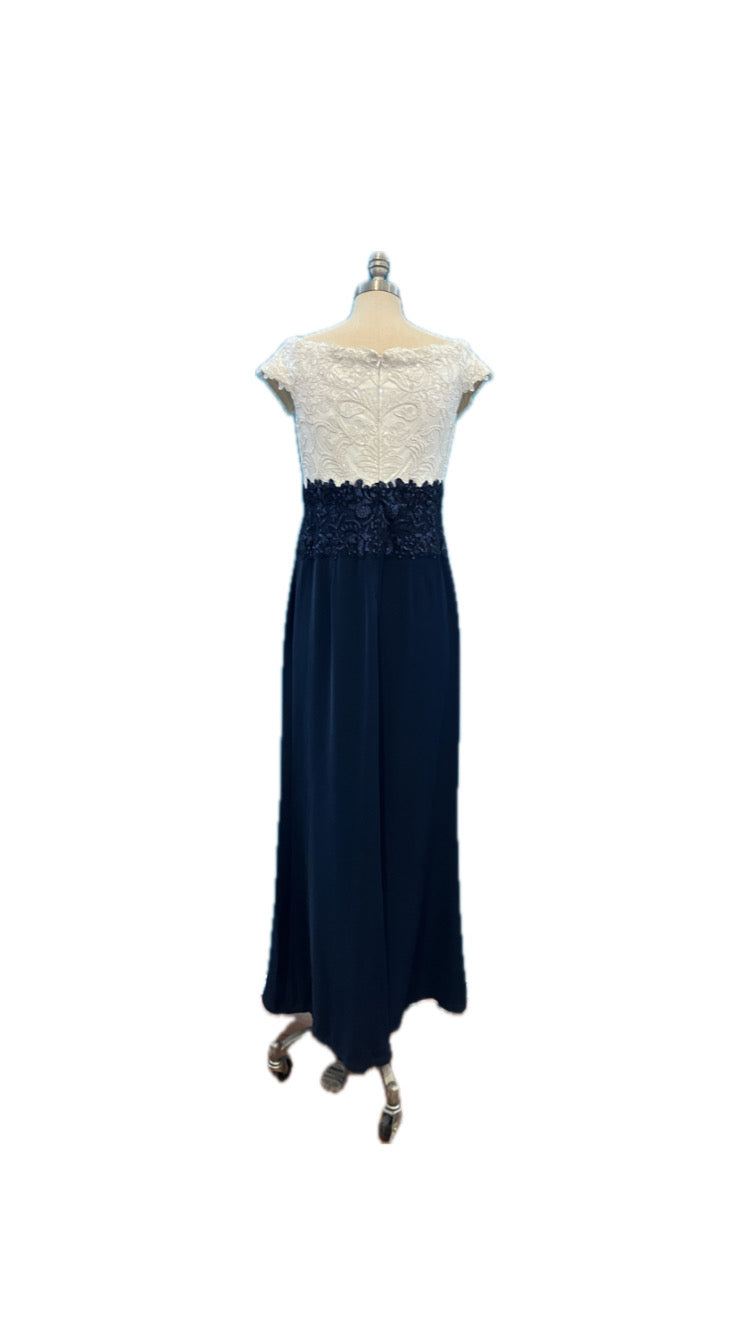 Tadashi Shoji White and Navy Gown