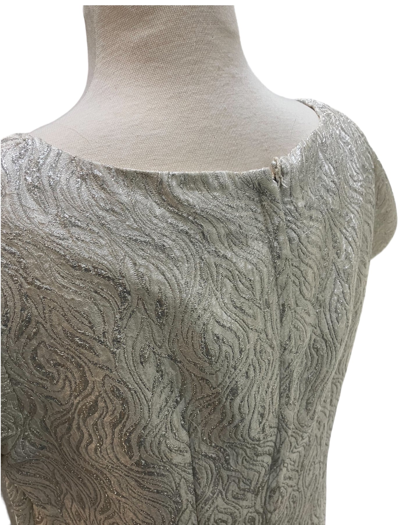 Vintage 1960s Handmade Silver Pattern Dress