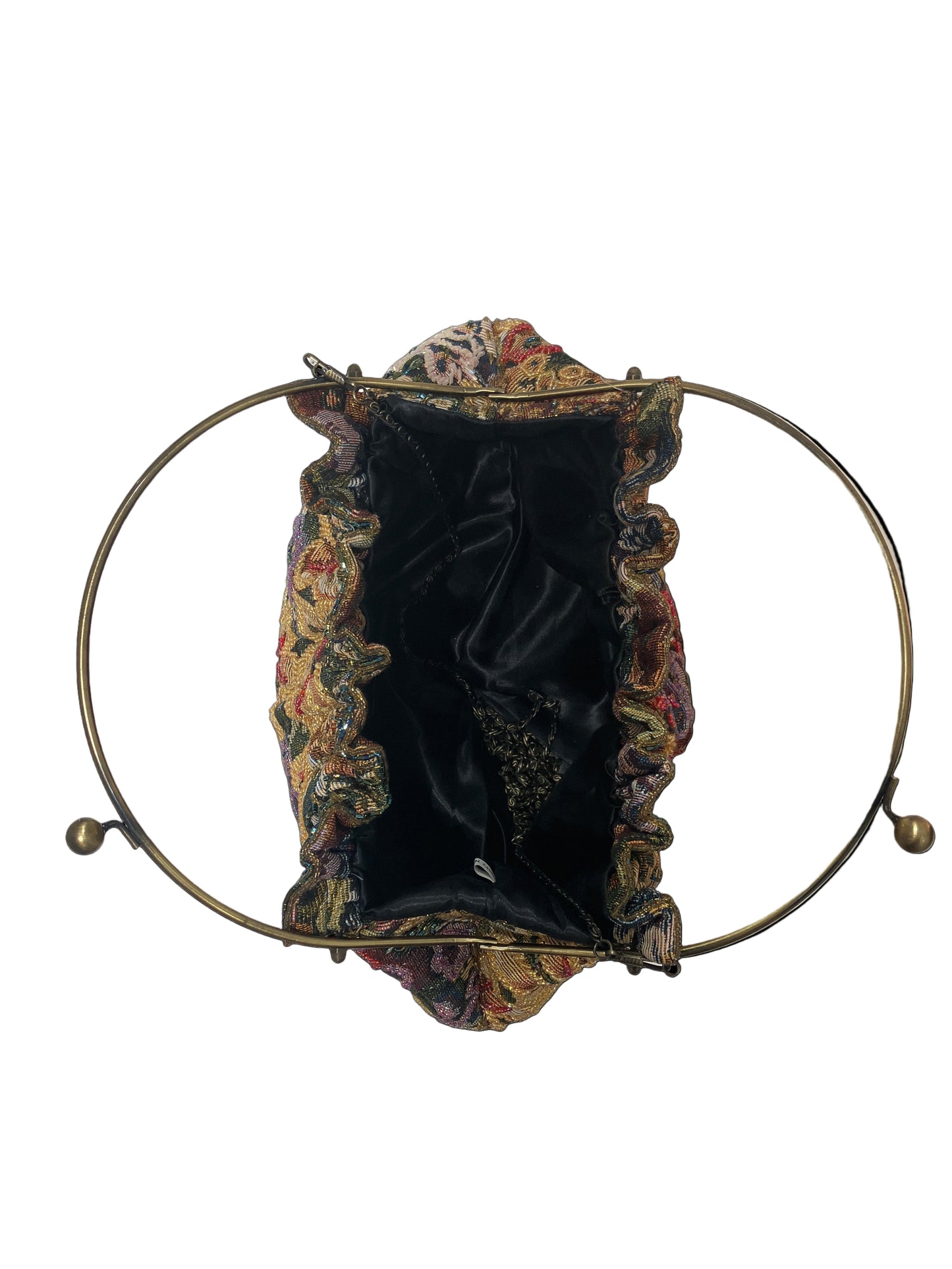 Vintage Kiss Lock Beaded Upholstery Bag with Removable Cross Body Strap