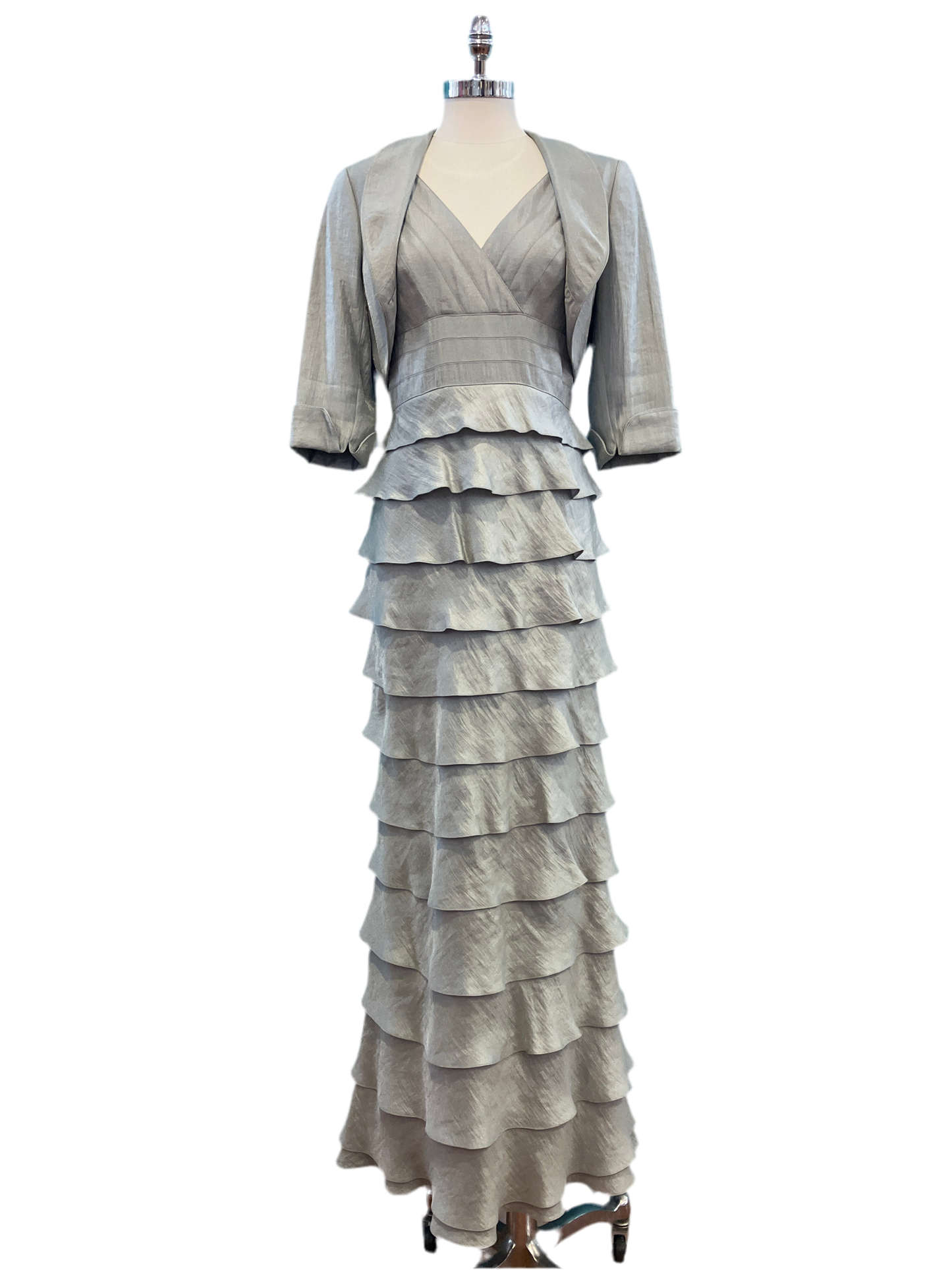 Adrianna Papell Silver Gown with Jacket