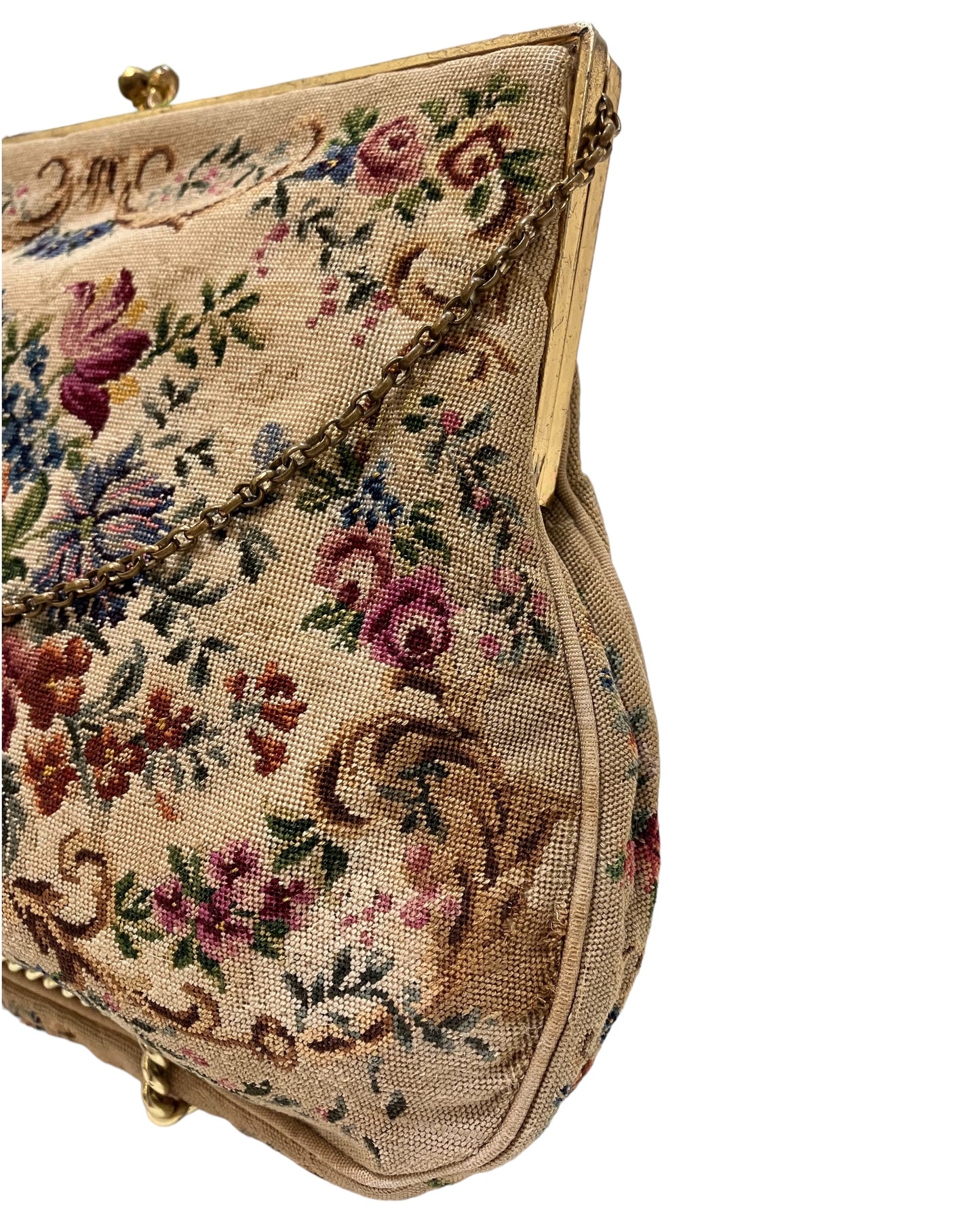 Vintage Beige Petite Needlepoint Bag