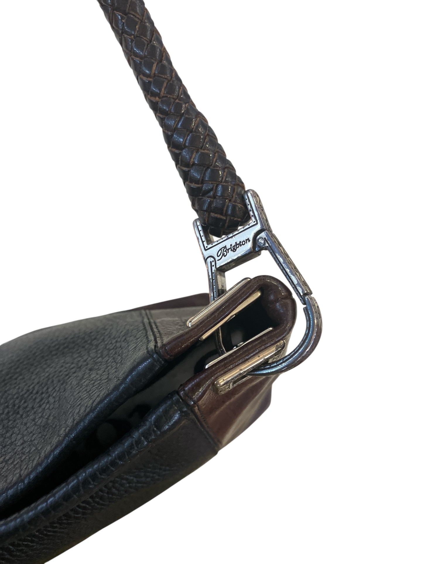 Vintage Brighton Black and Brown Shoulder Bag with Braided Strap