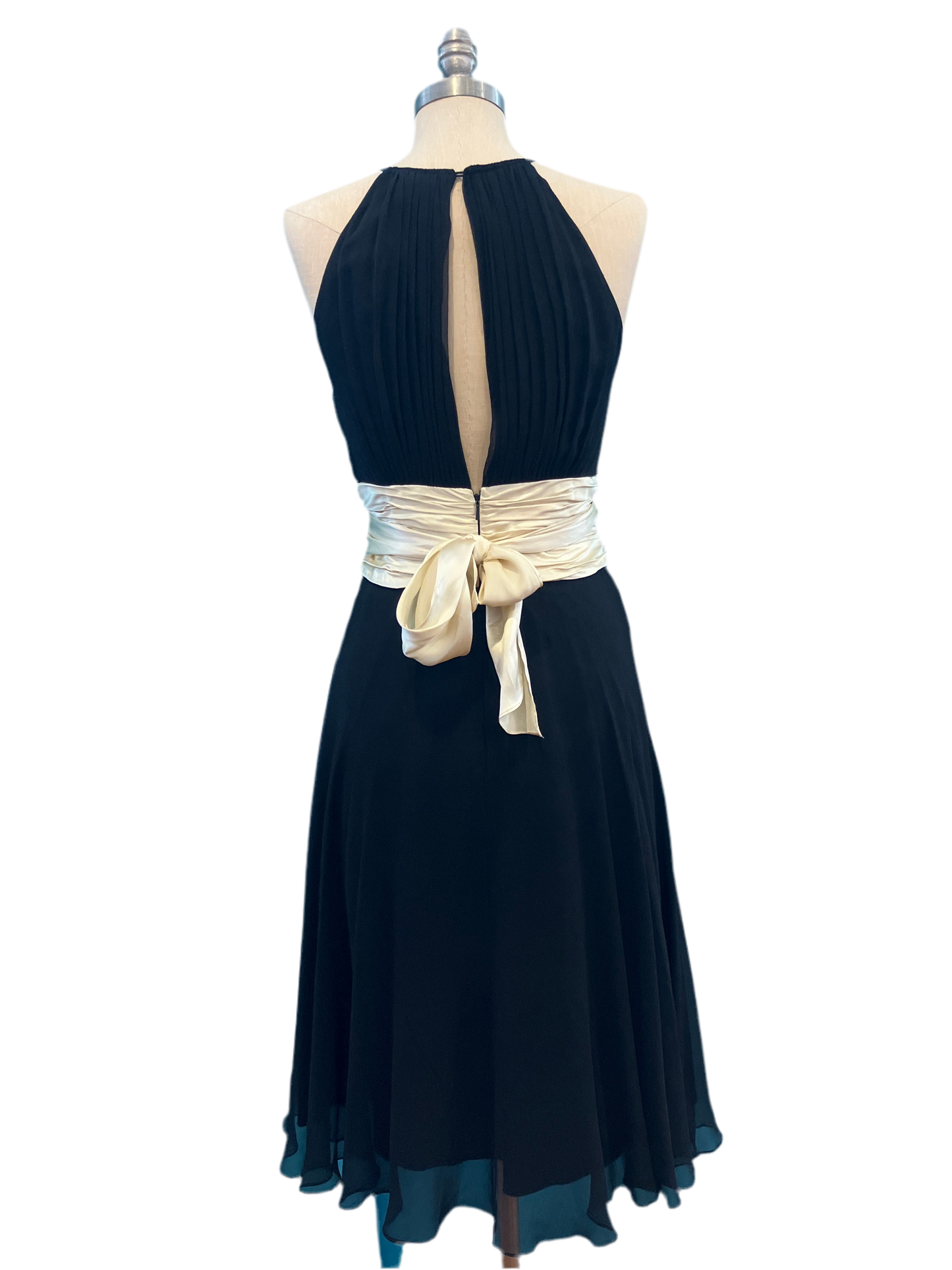 Vintage Maggy London Sleeveless Black + Beige Dress