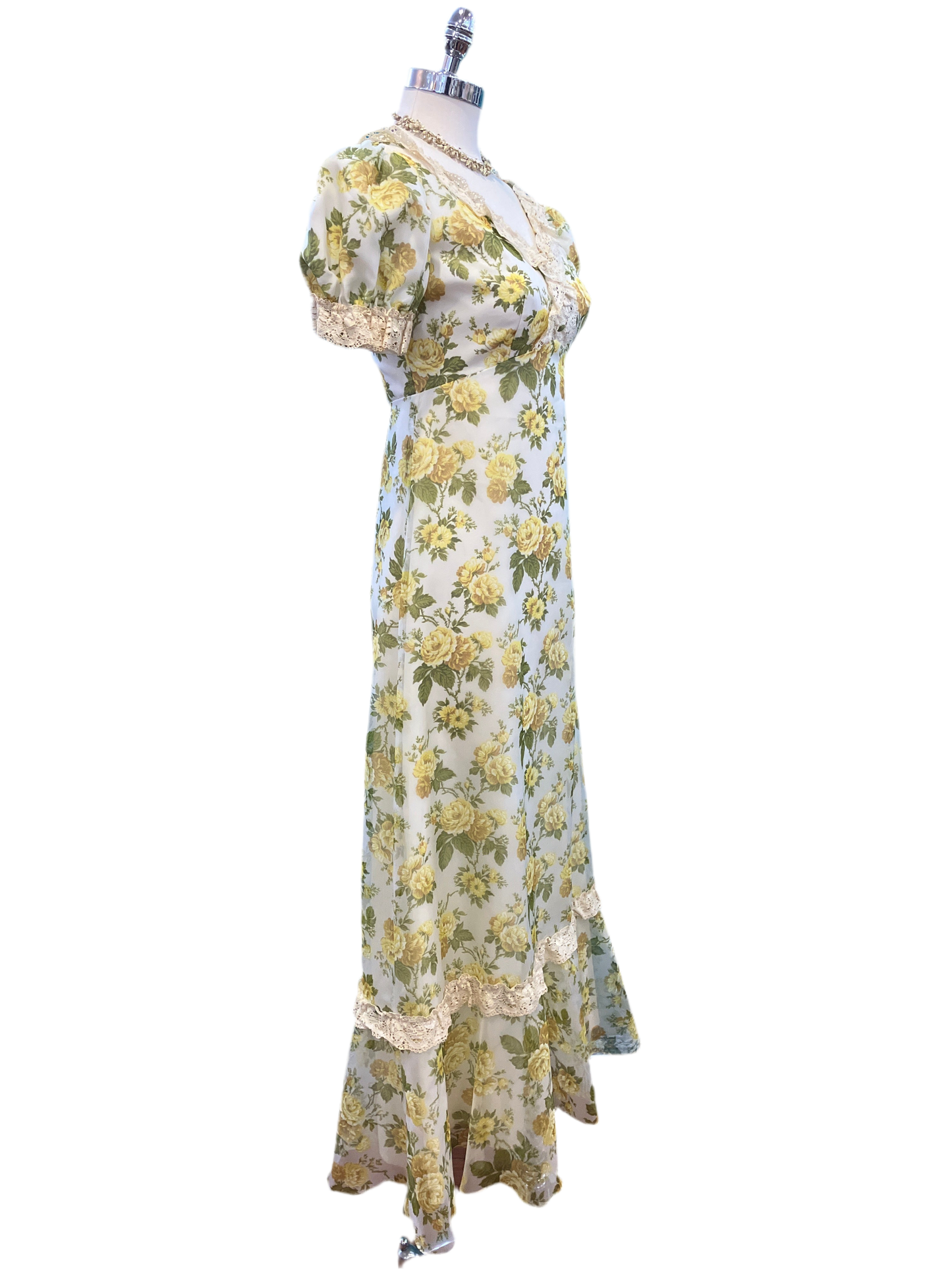 Vintage 1960’s Handmade Yellow Floral Dress