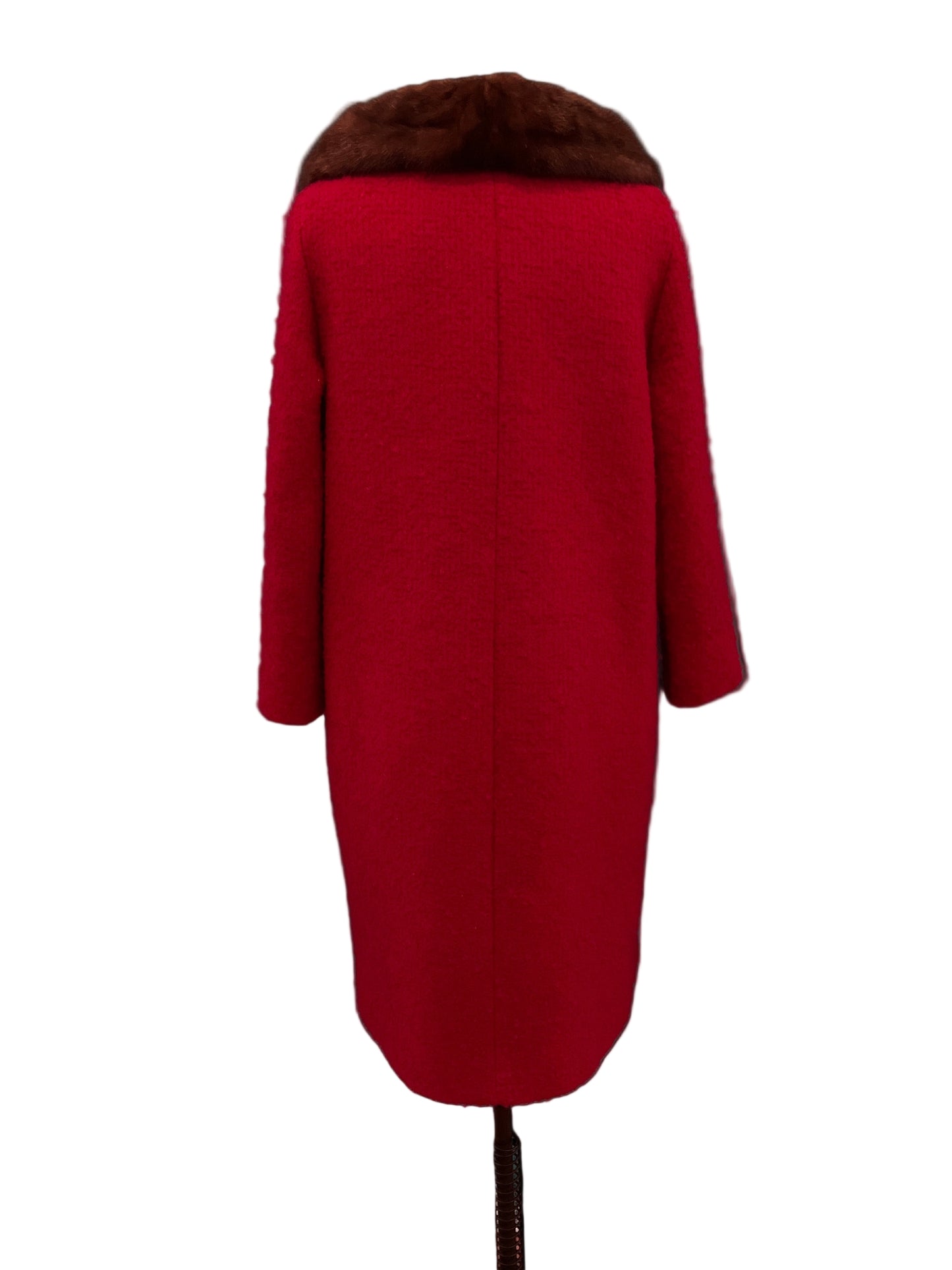 Vintage 1960’s Red Wool Coat w/ Mink Collar