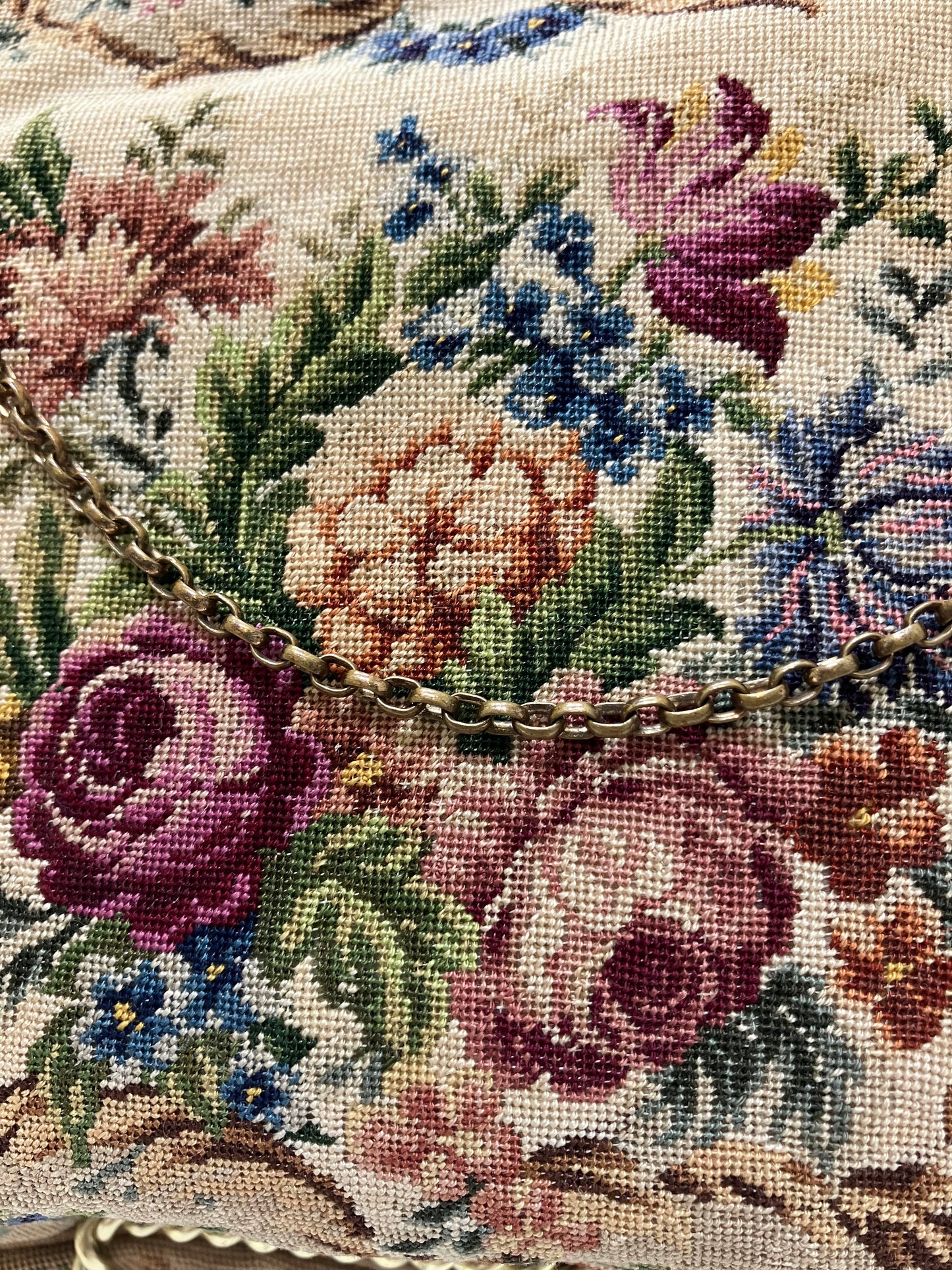 Vintage Beige Petite Needlepoint Bag