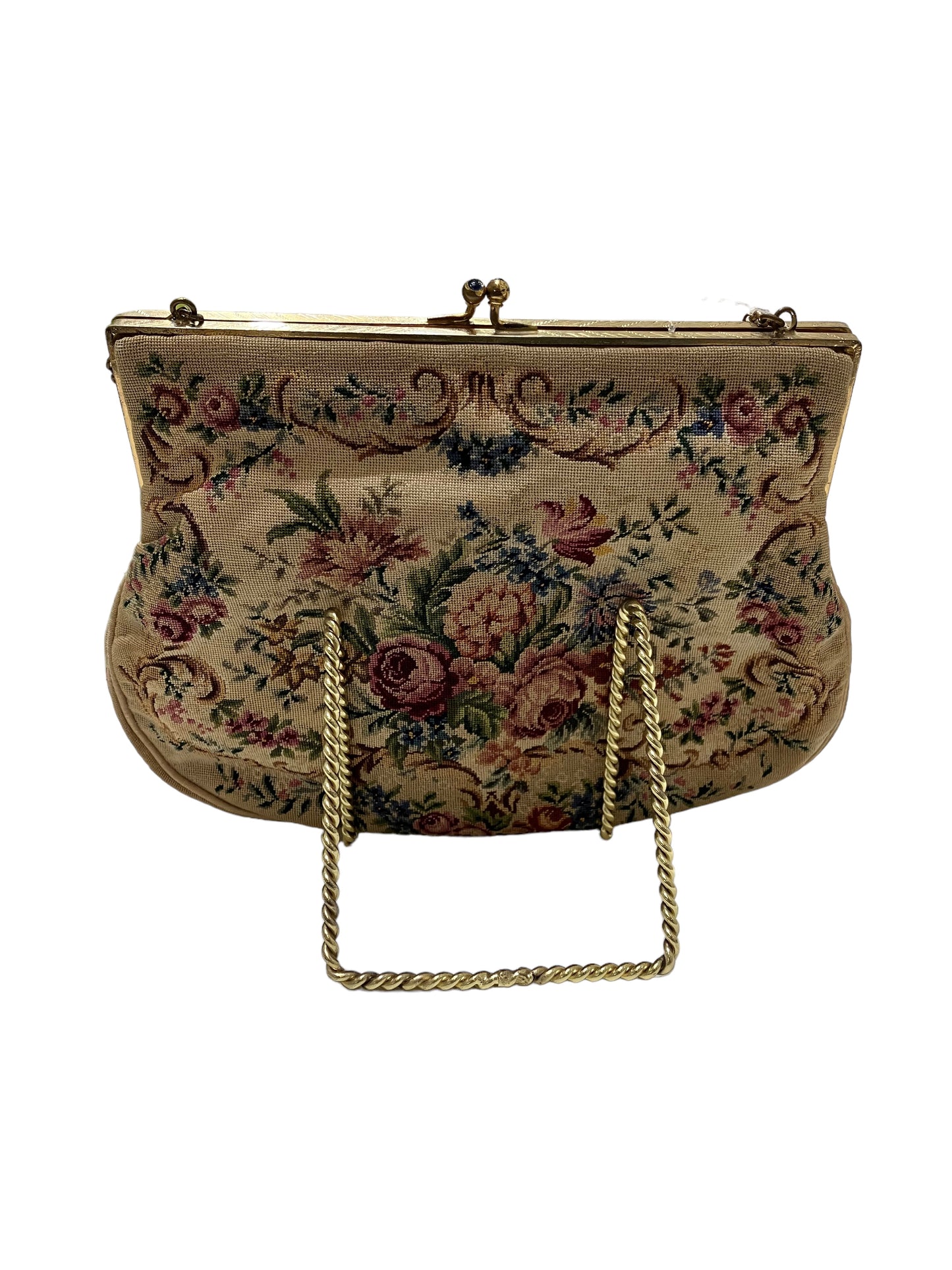 Vintage Beige Petite Needlepoint Bag