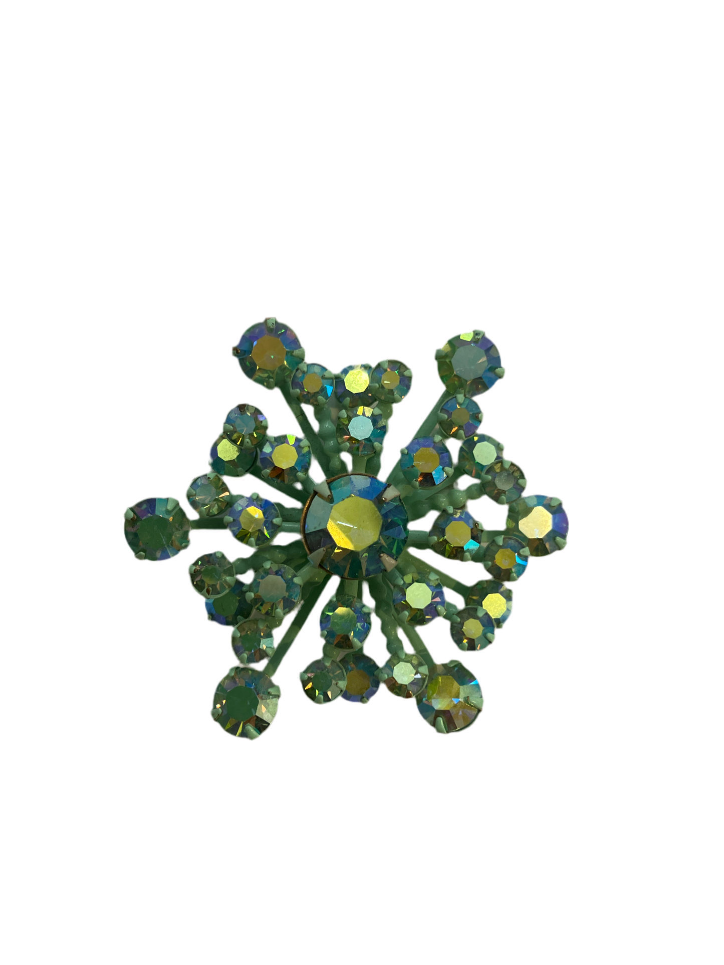 Vintage Seafoam Rhinestone Pin Broach