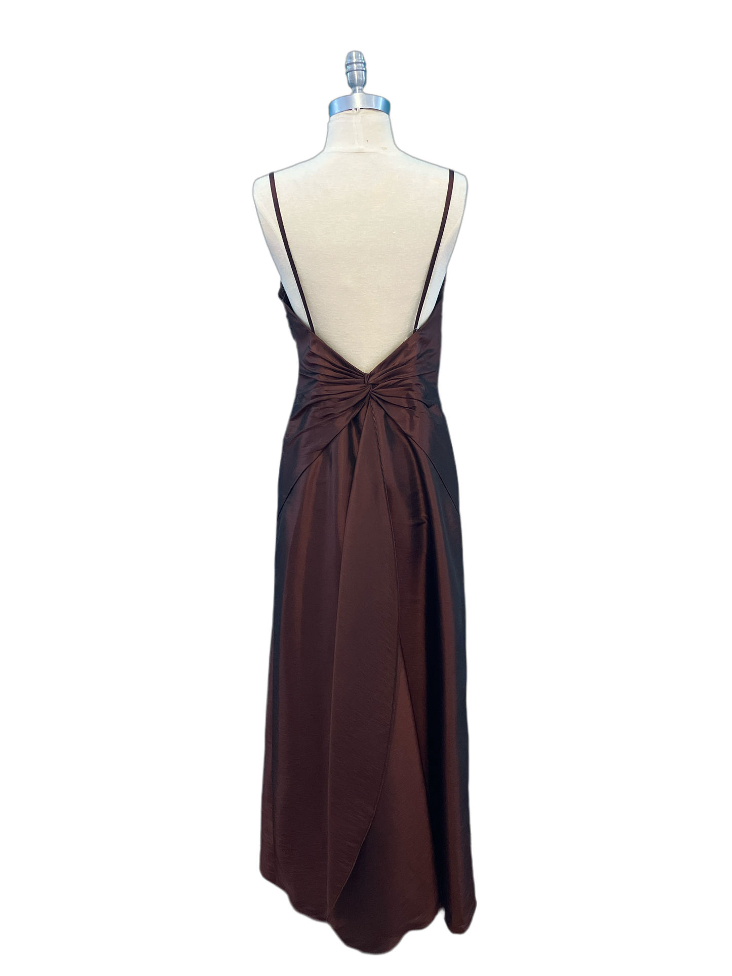 Vintage 1990s Burnt Red Satin Sheath Gown Low Back