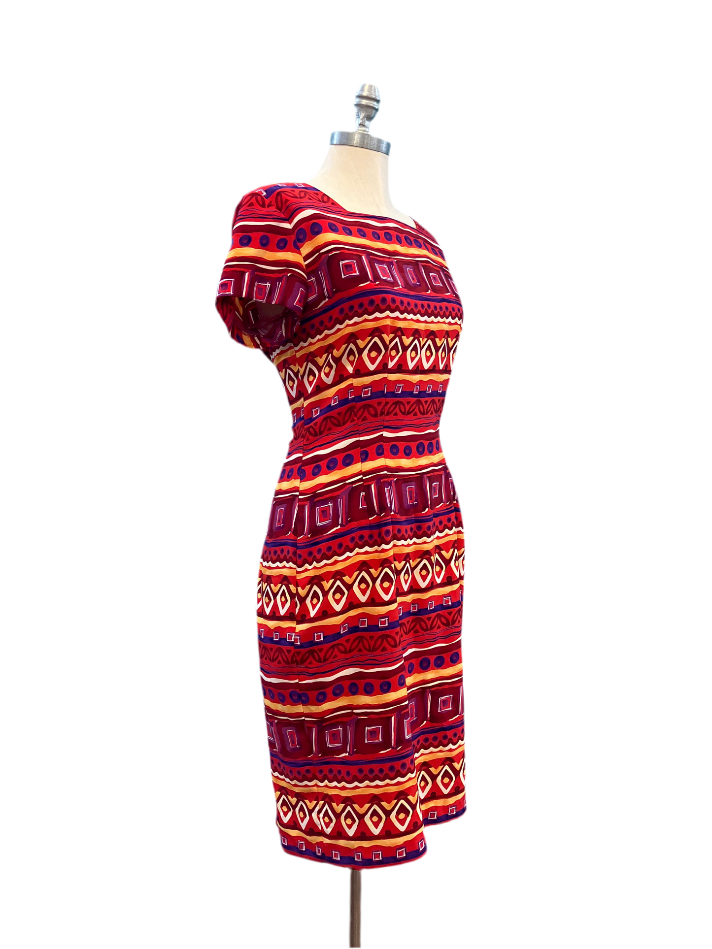 Vintage J Steven’s by Carole Escritor Orange pattern Wiggle Dress