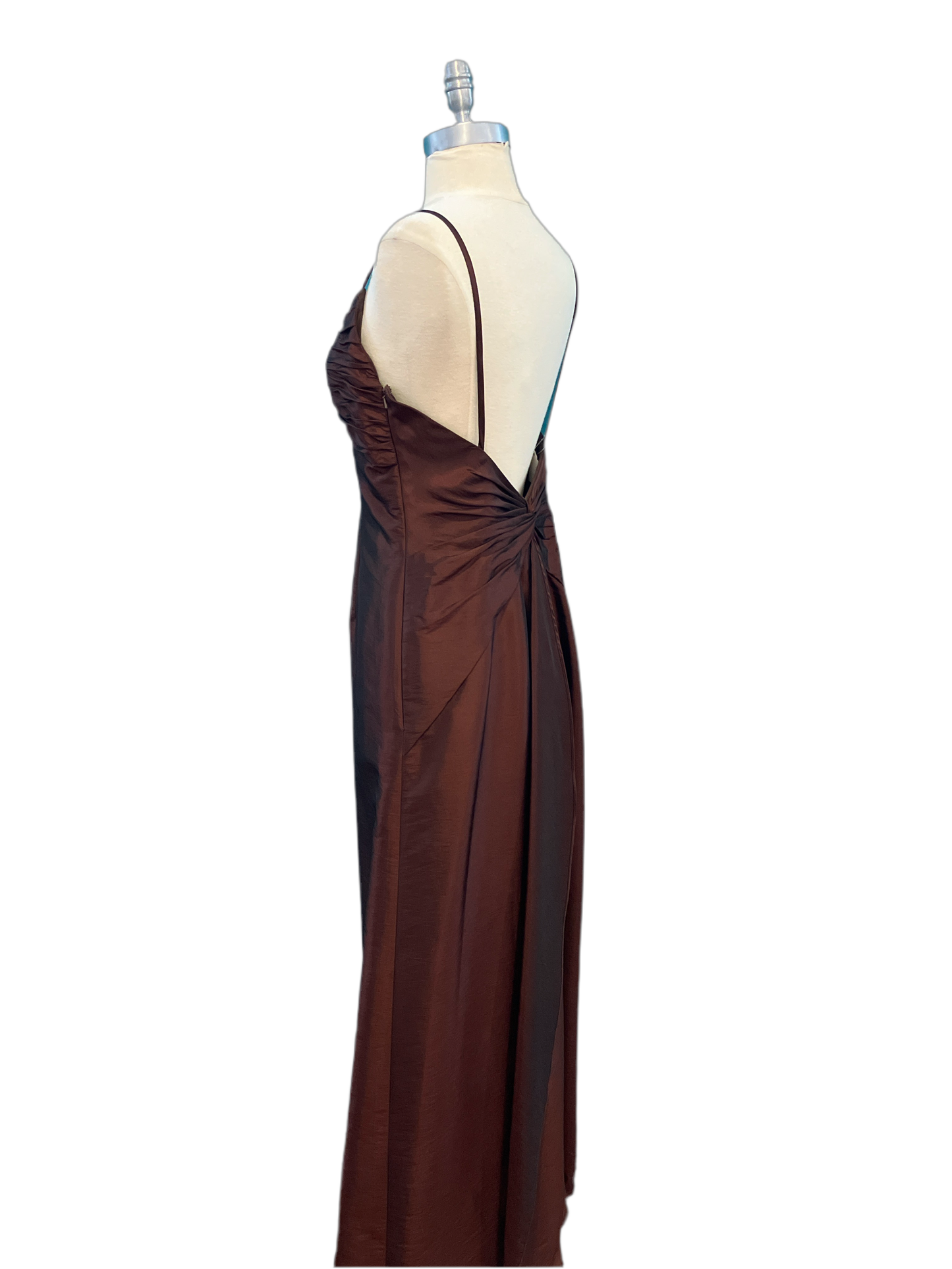 Vintage 1990s Burnt Red Satin Sheath Gown Low Back