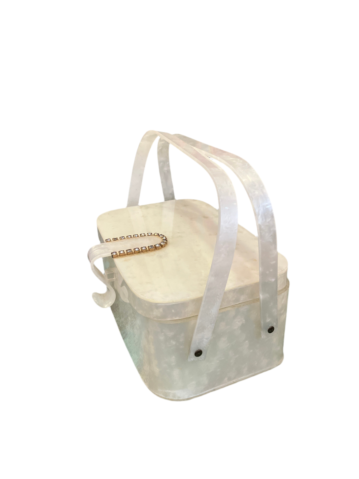 1940s Lucite Box Bag w/ Marbled Sheen