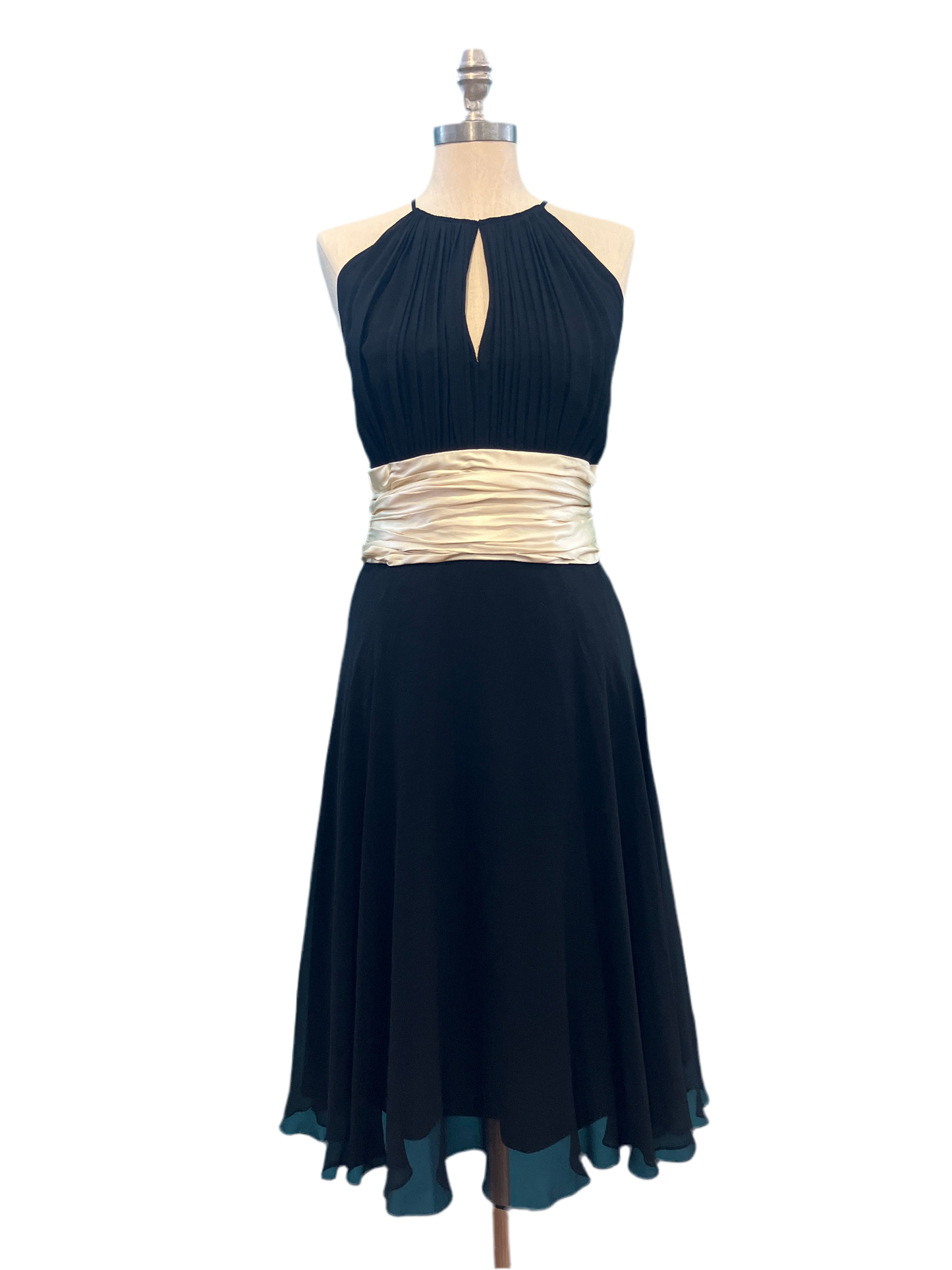 Vintage Maggy London Sleeveless Black + Beige Dress