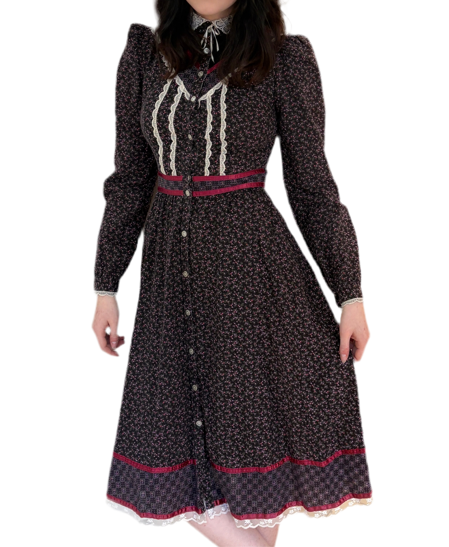 Gunne Sax by Jessica Black Calico Cotton Dress