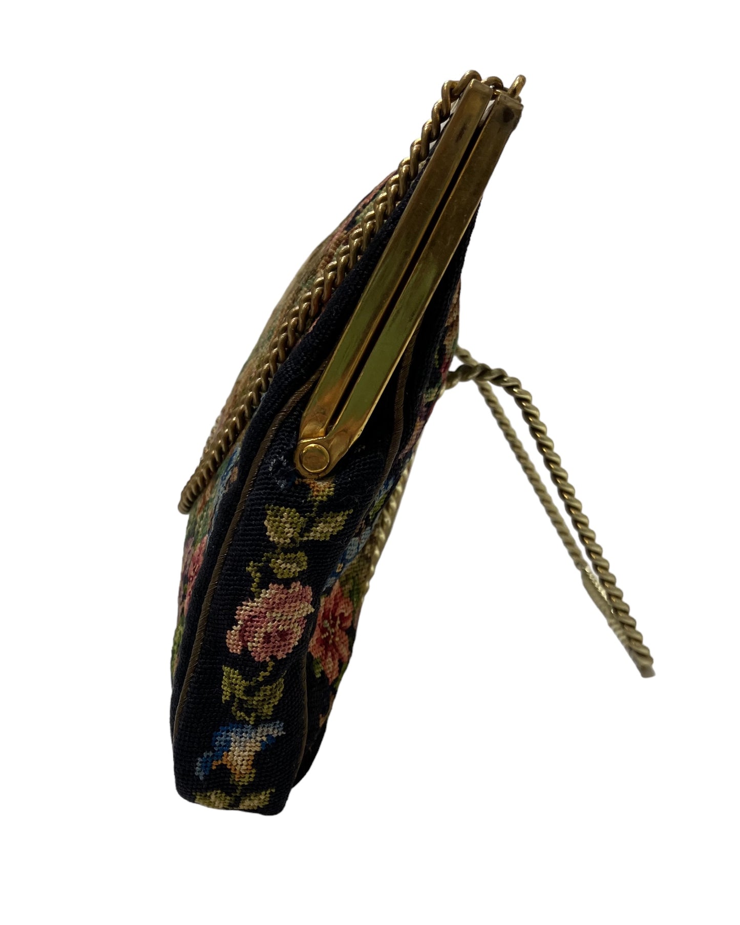 Vintage Black Petite Needlepoint Bag