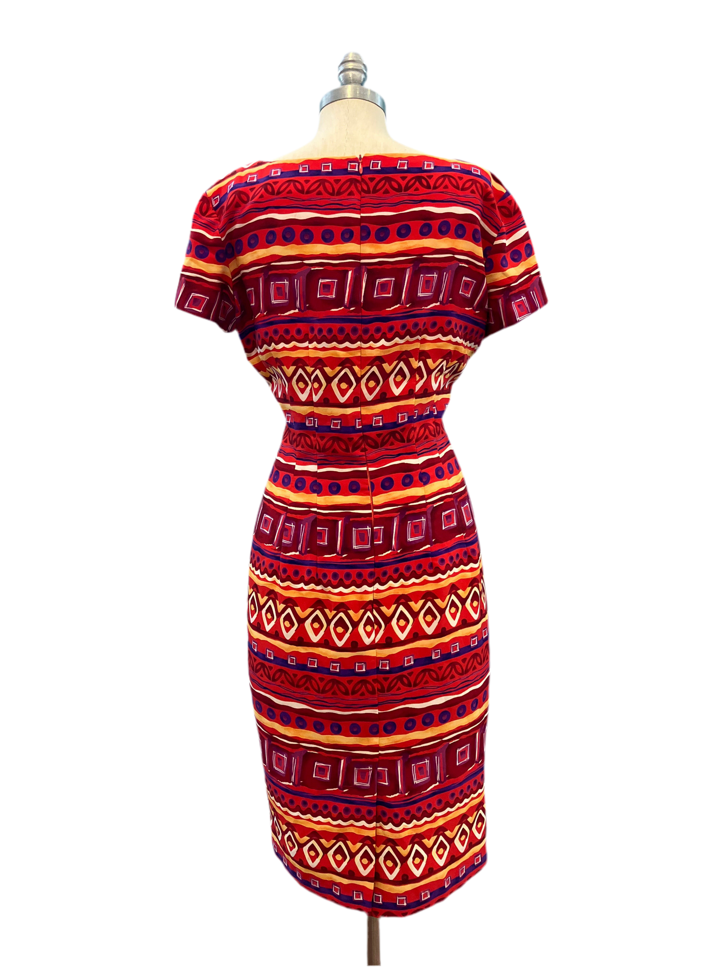 Vintage J Steven’s by Carole Escritor Orange pattern Wiggle Dress